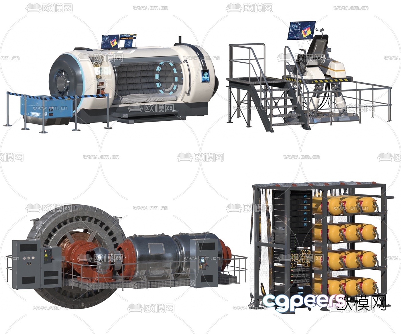Modern MRI oxygen cylinder medical equipment 3d model Modern MRI oxygen cylinder medical equipment 3d model