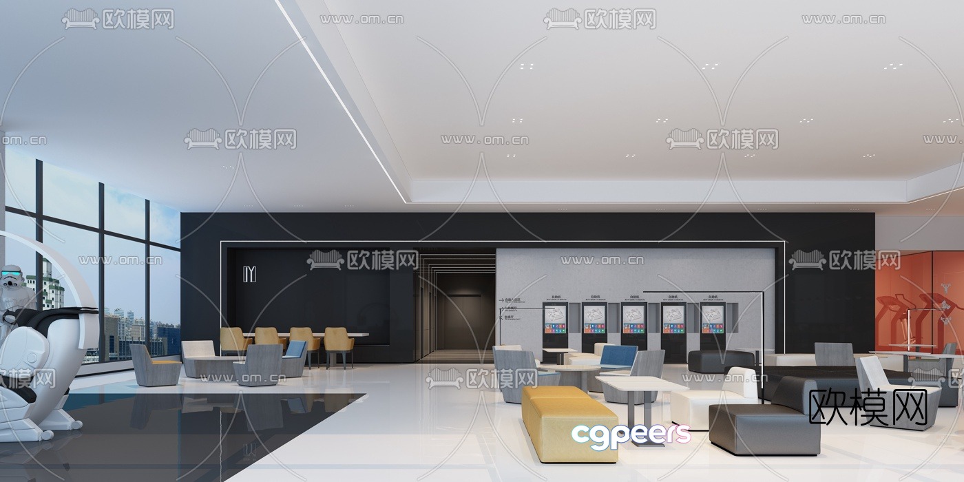 Modern hotel lobby 3d model Modern hotel lobby 3d model