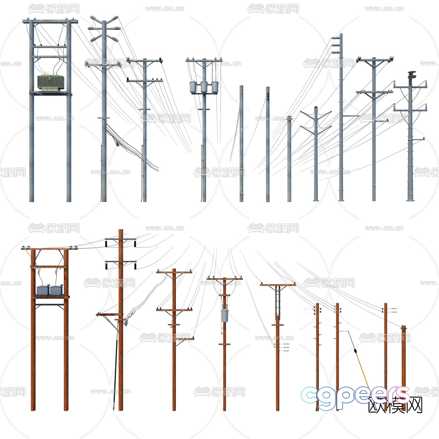 Modern telephone pole electricity facility 3d model Modern telephone pole electricity facility 3d model