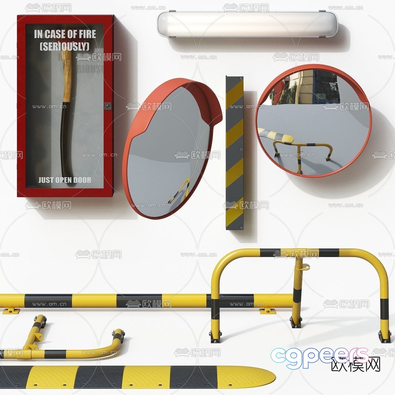 Modern roadblock speed bump corner mirror 3d model Modern roadblock speed bump corner mirror 3d model