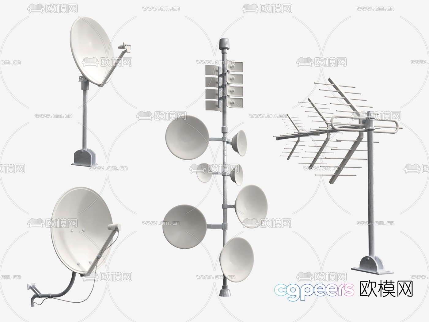 Modern TV antenna satellite signal receiver 3d model
