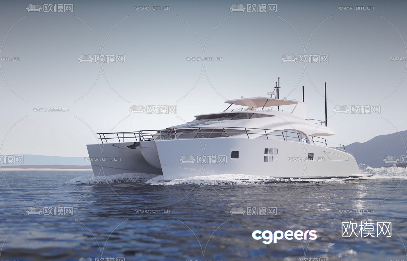 Modern luxury catamaran yacht 3d model Modern luxury catamaran yacht 3d model