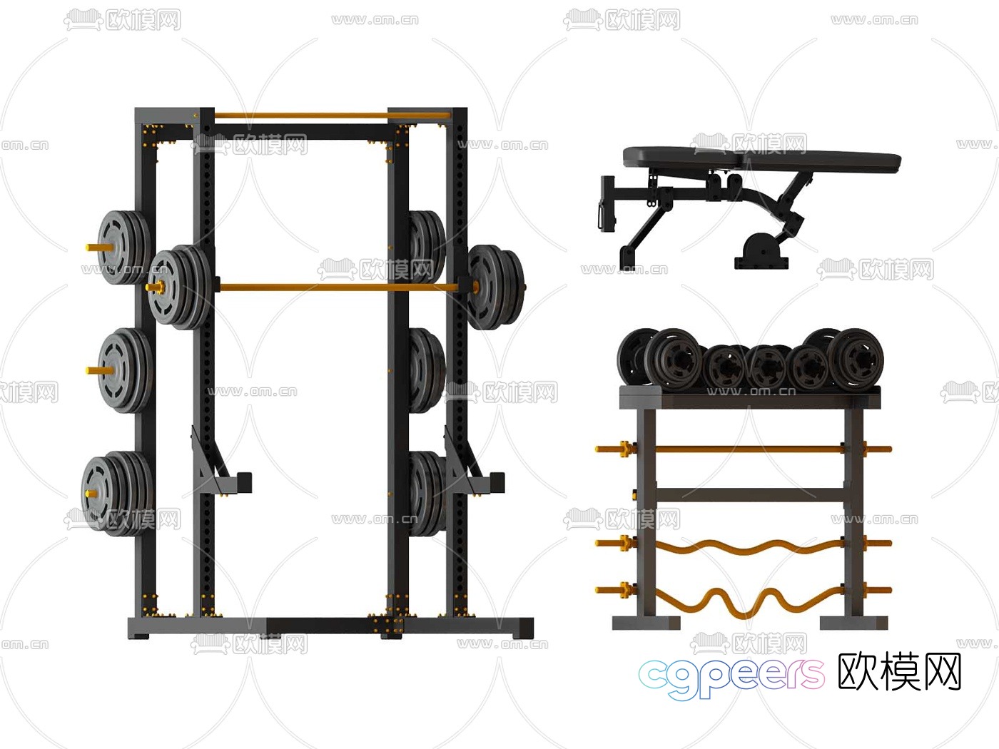 Modern fitness equipment 3d model Modern fitness equipment 3d model