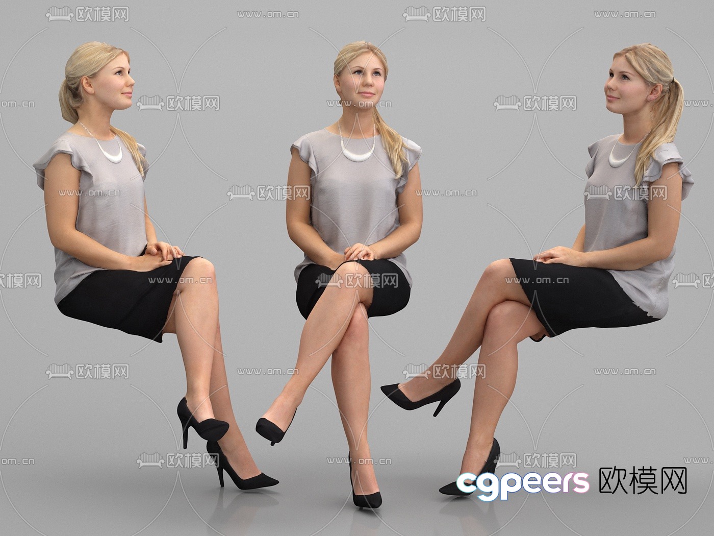 Modern female sitting figure 3d model Modern female sitting figure 3d model