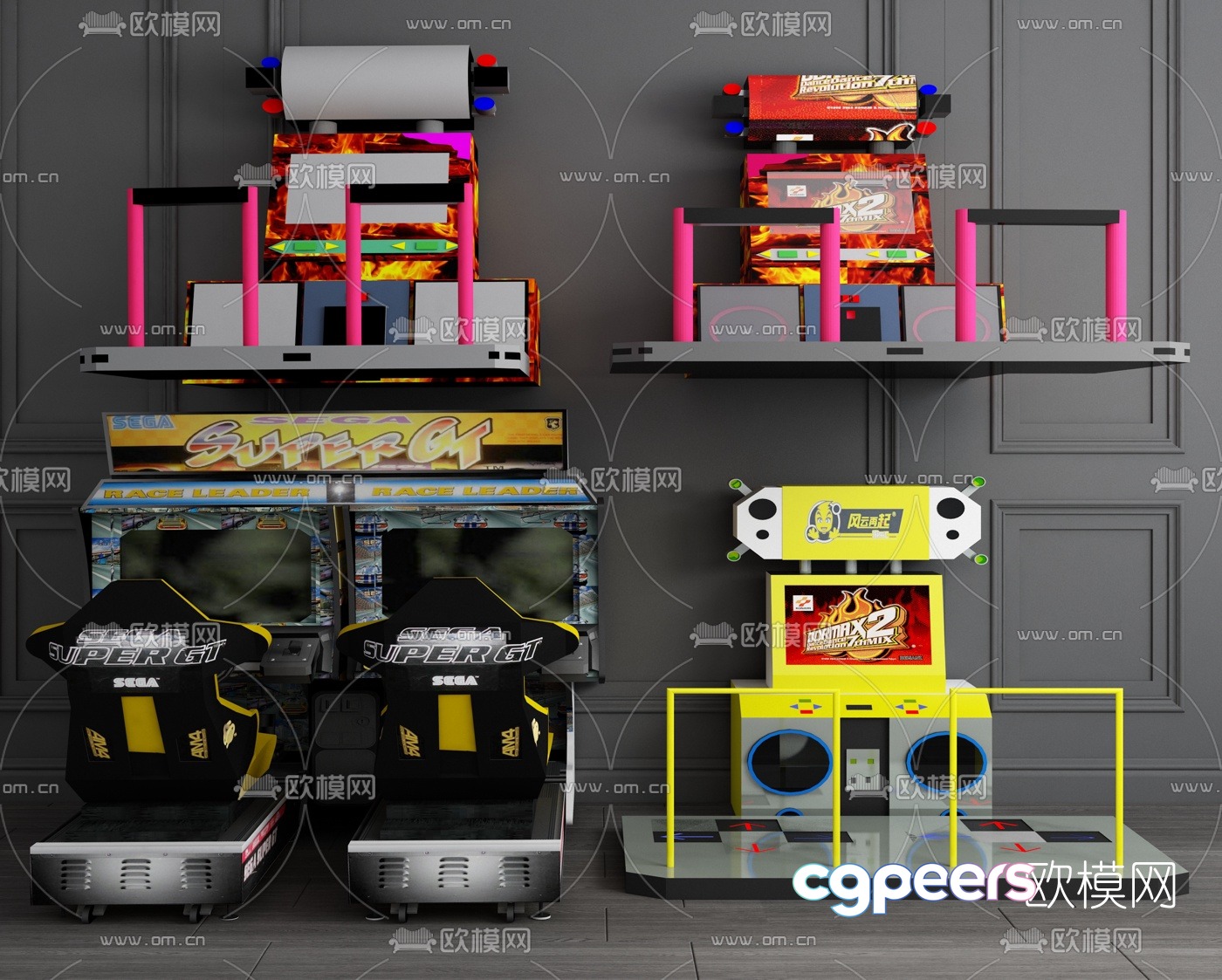 Modern dancing machine racing game machine combination 3d model Modern dancing machine racing game machine combination 3d model