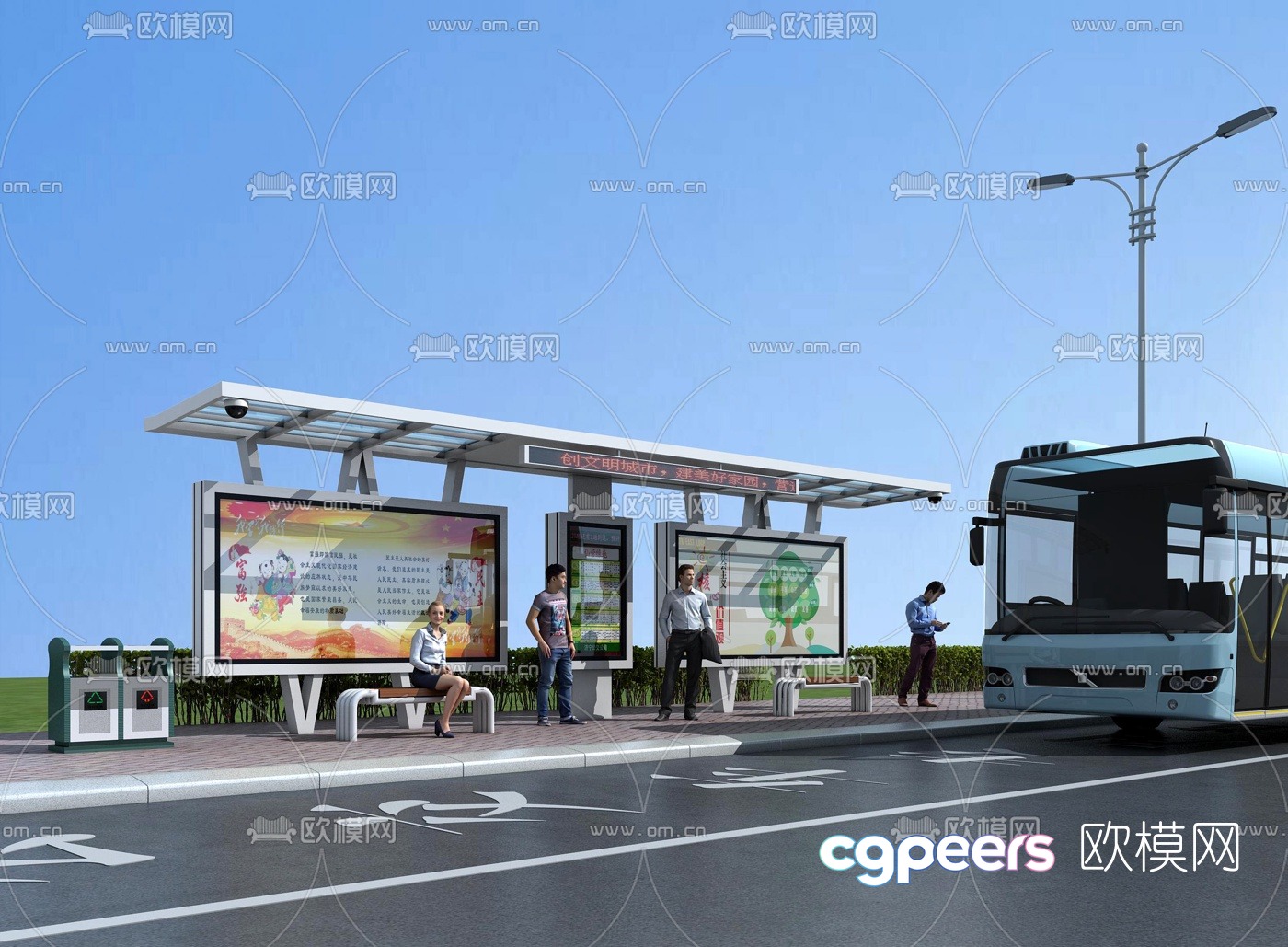 Modern bus stop 3d model Modern bus stop 3d model