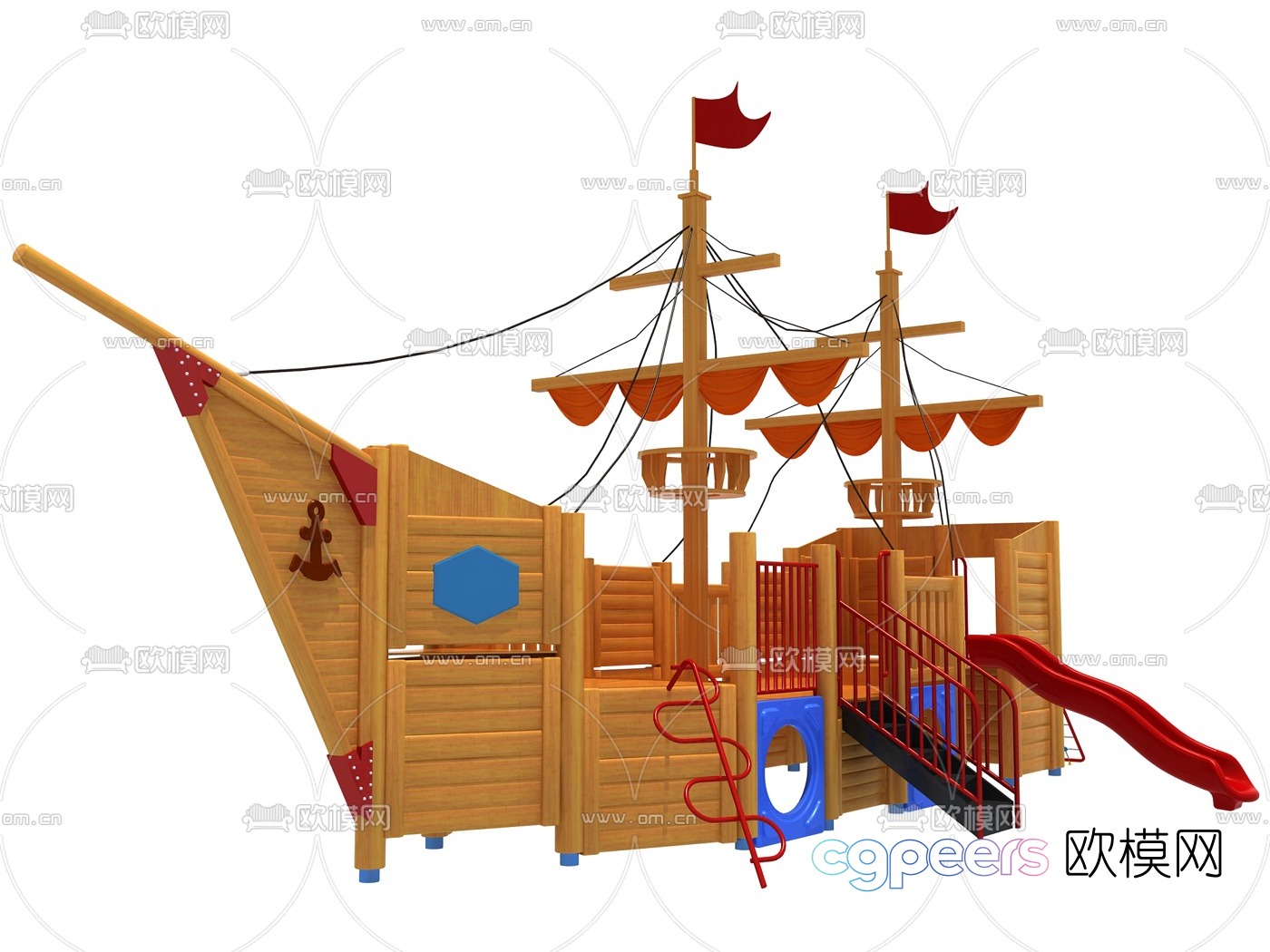 Modern pirate ship slide 3d model Modern pirate ship slide 3d model