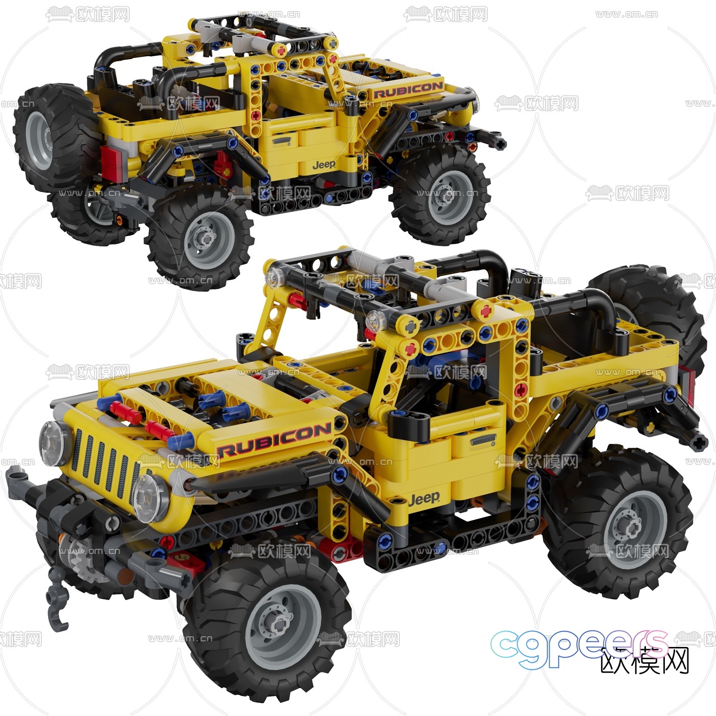 Modern building block jeep 3d model Modern building block jeep 3d model