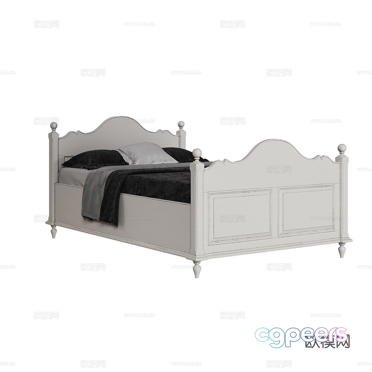 French double bed 3d model French double bed 3d model