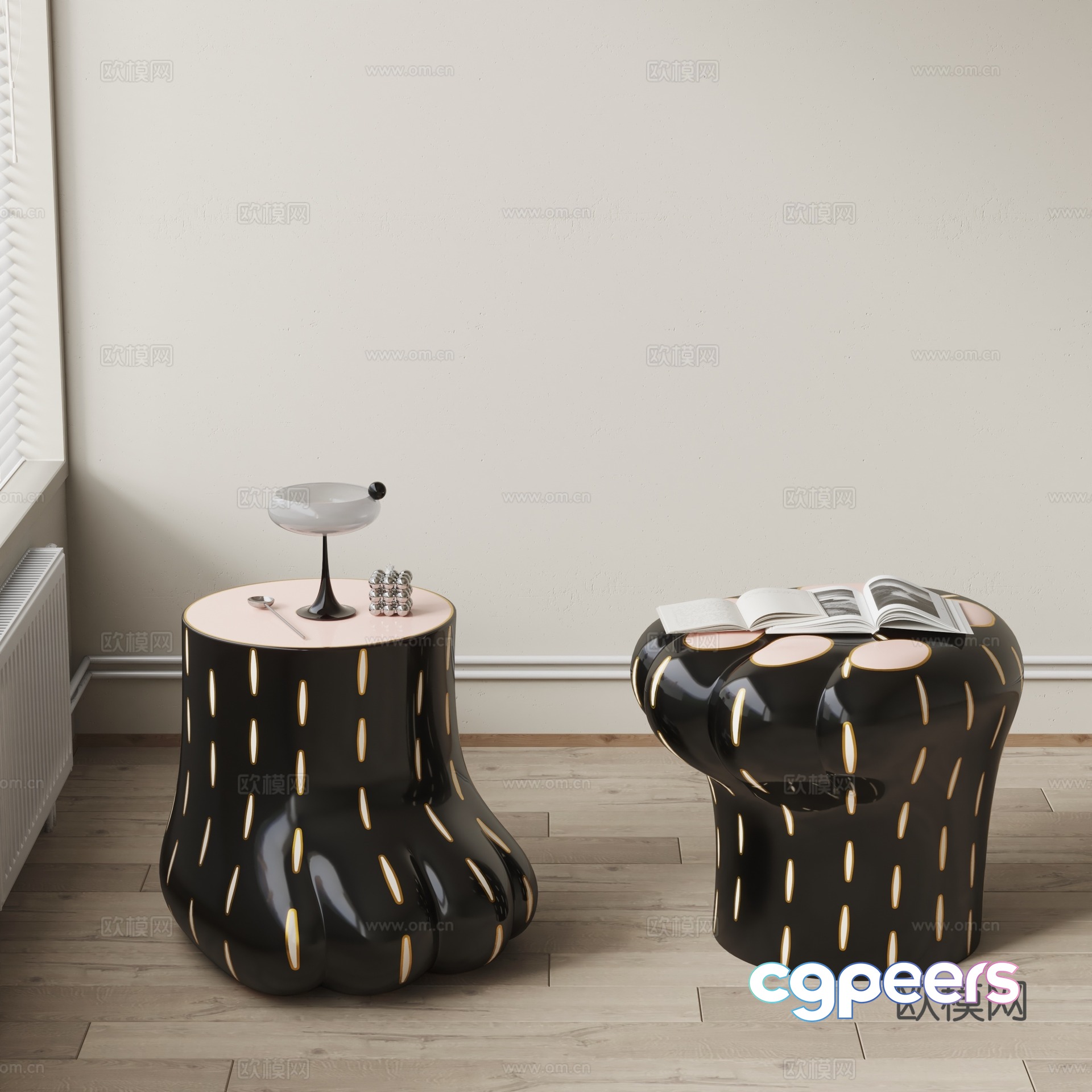 Cat’s paw side table corner table round table 3D model Cat’s paw side table corner table round table 3D model