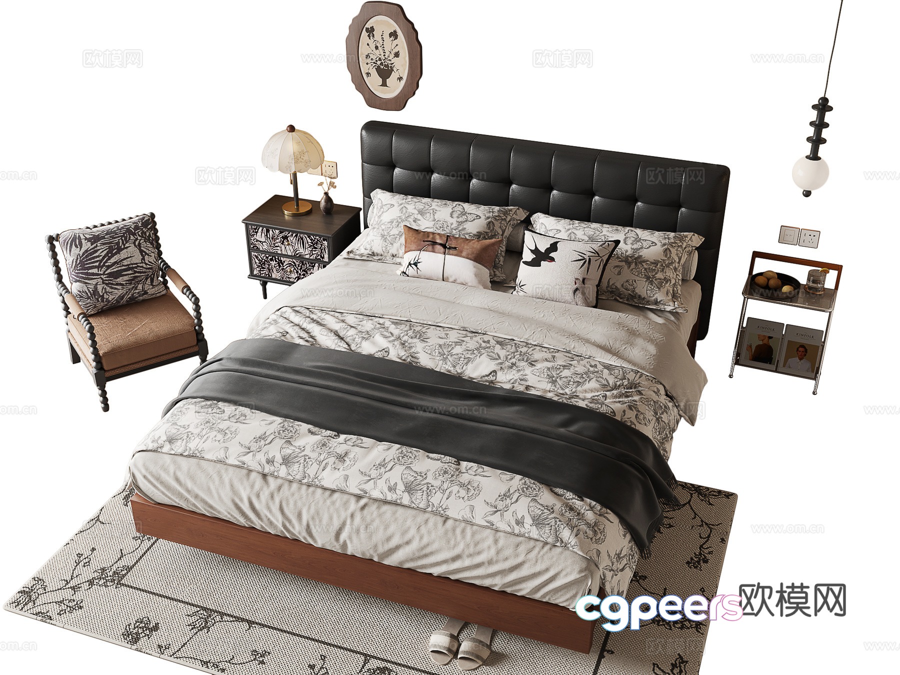 Medieval style double bed 3d model Medieval style double bed 3d model