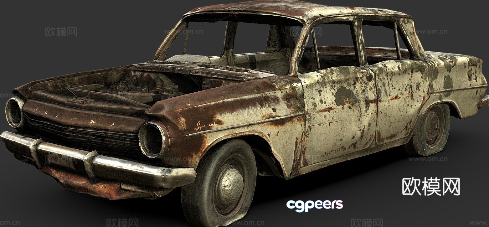 Abandoned sedan 3d model Abandoned sedan 3d model