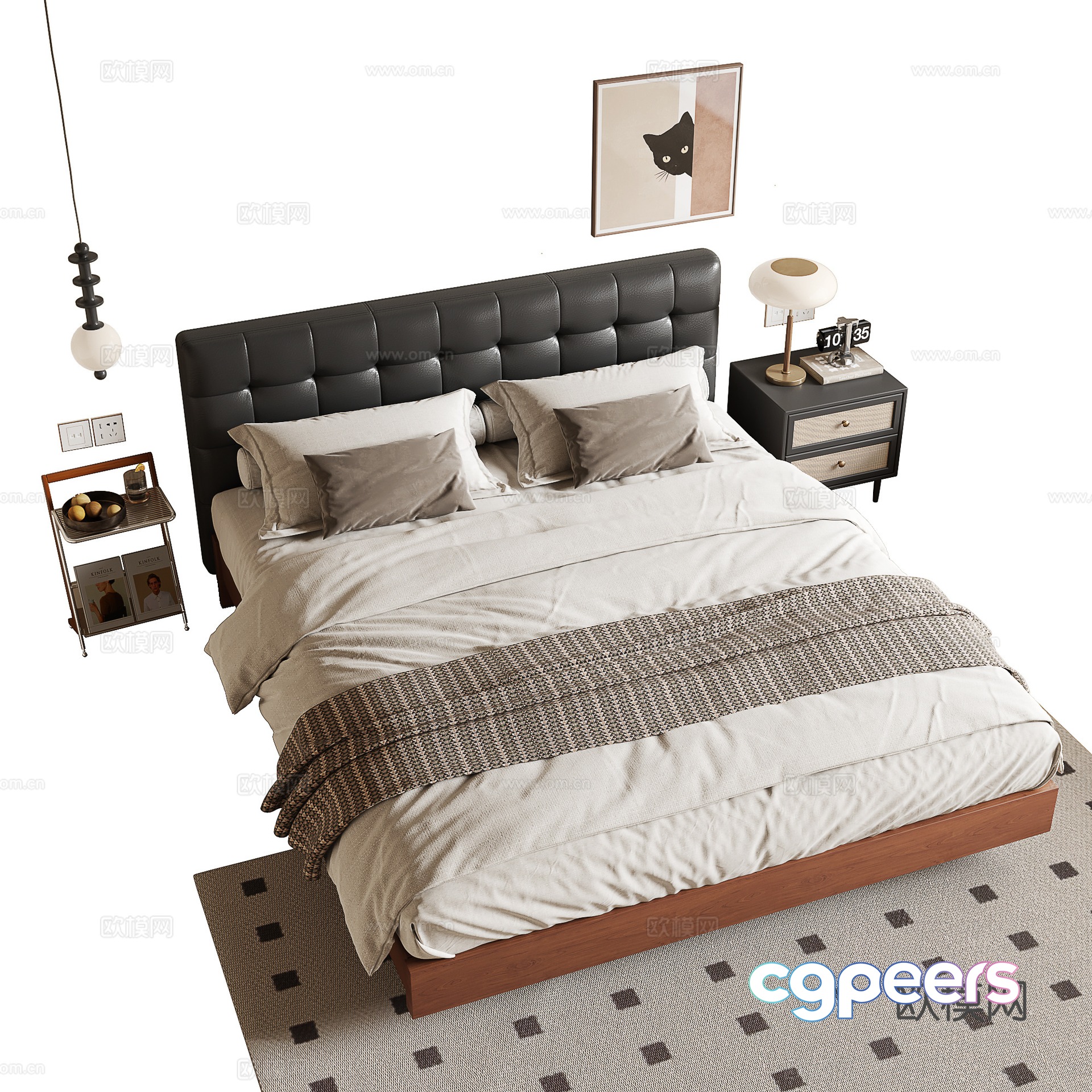 Medieval style double bed 3d model Medieval style double bed 3d model