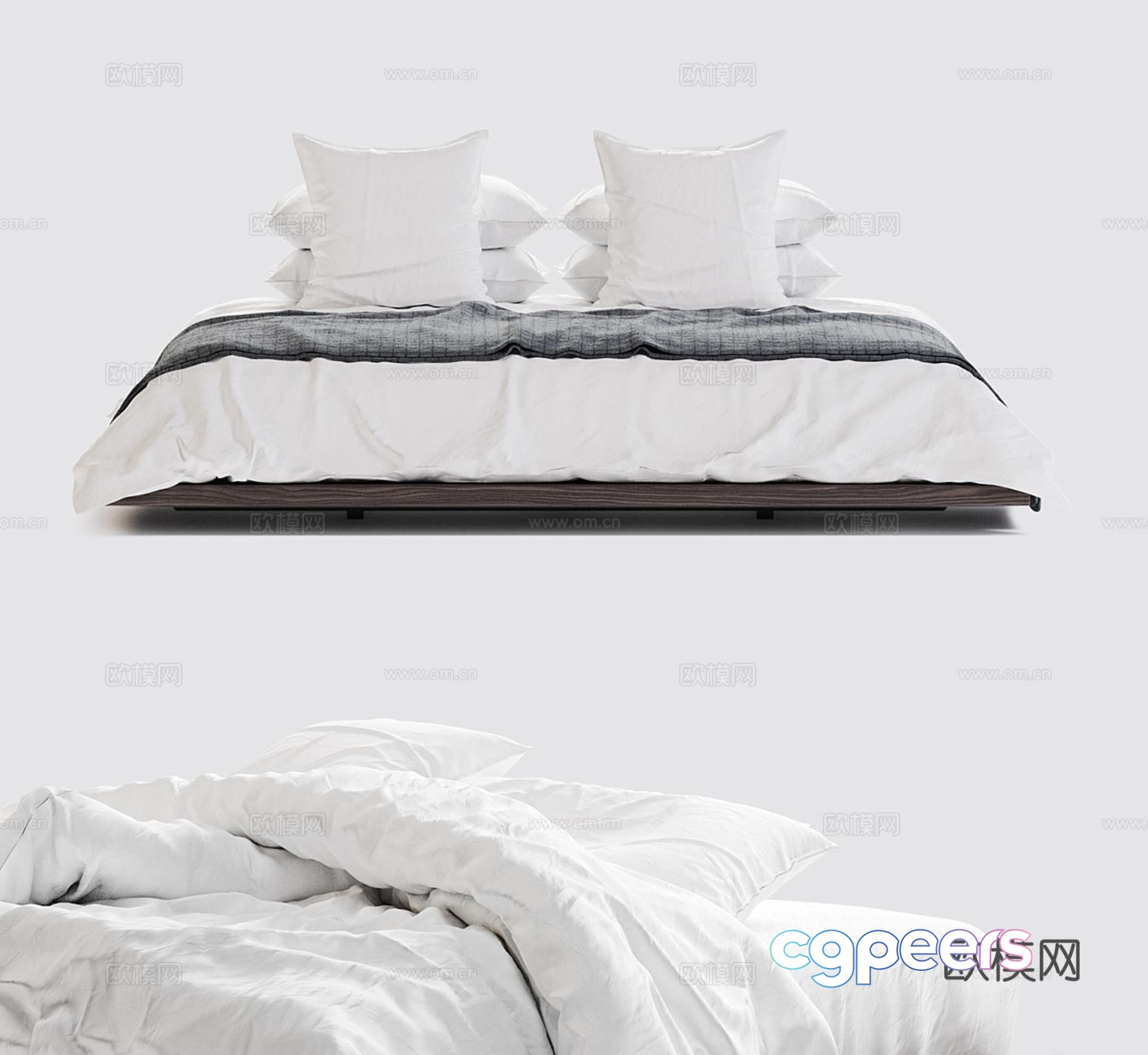 Modern double bed 3d model Modern double bed 3d model