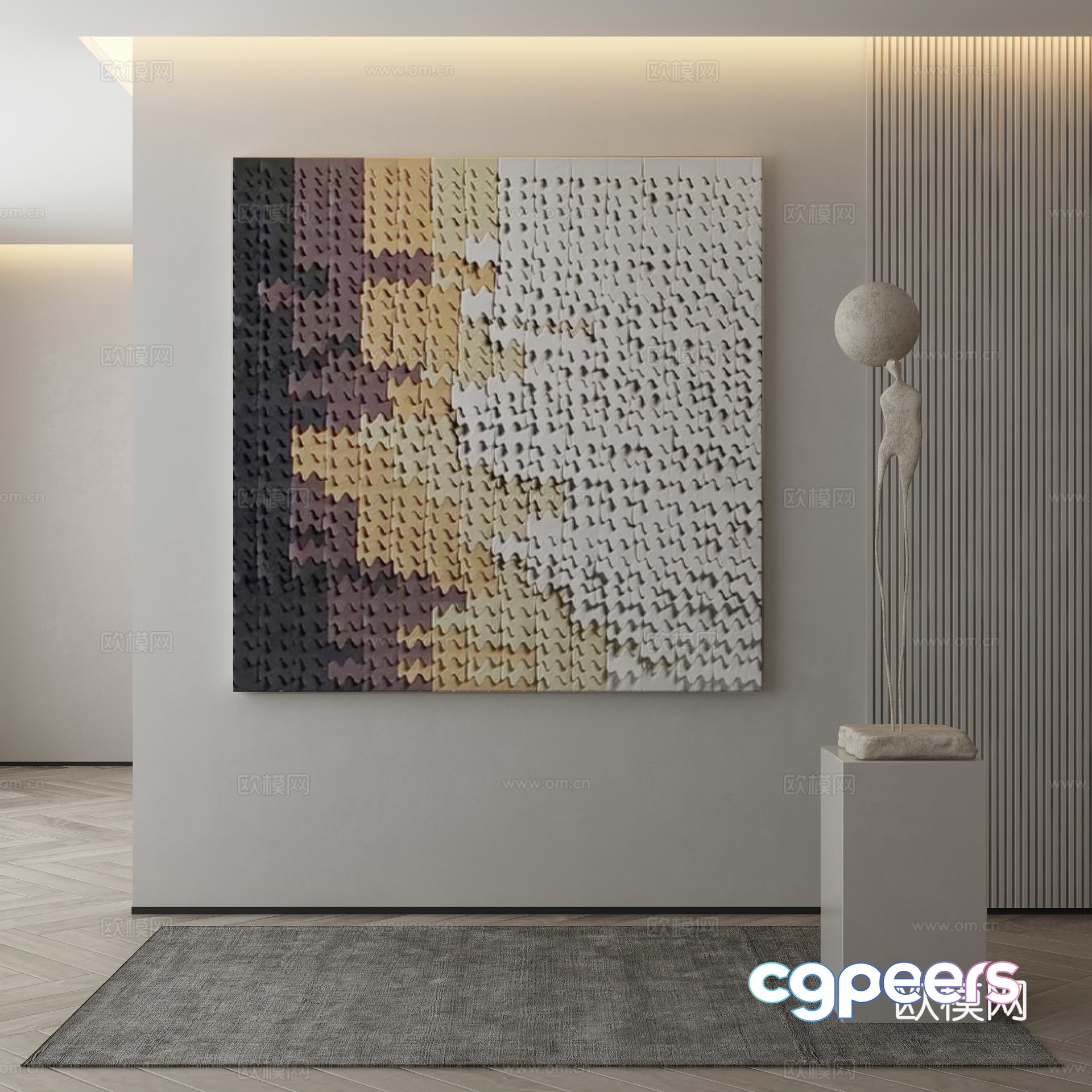 Modern texture painting decorative painting 3d model Modern texture painting decorative painting 3d model