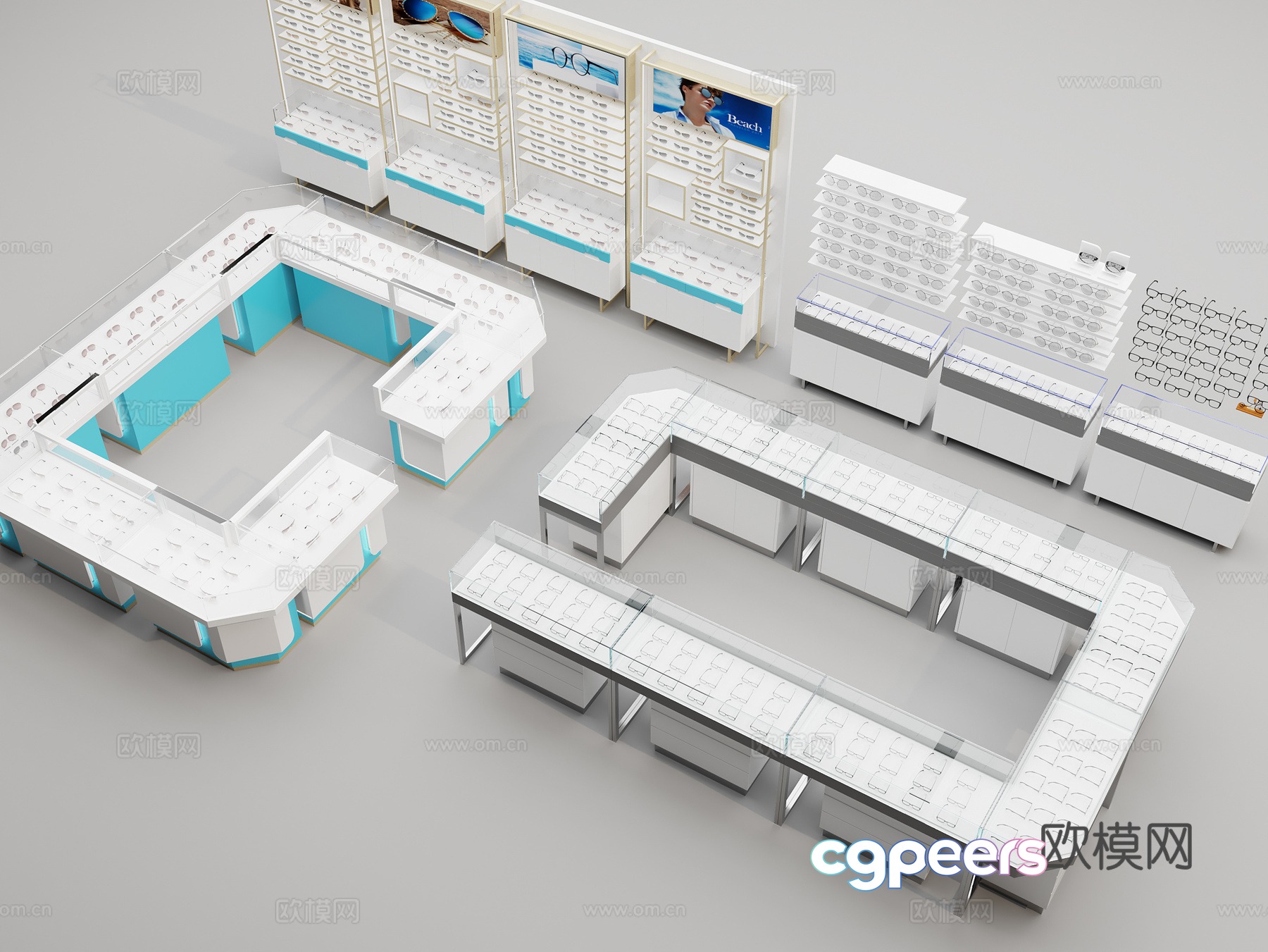 Glasses counter 3d model Glasses counter 3d model