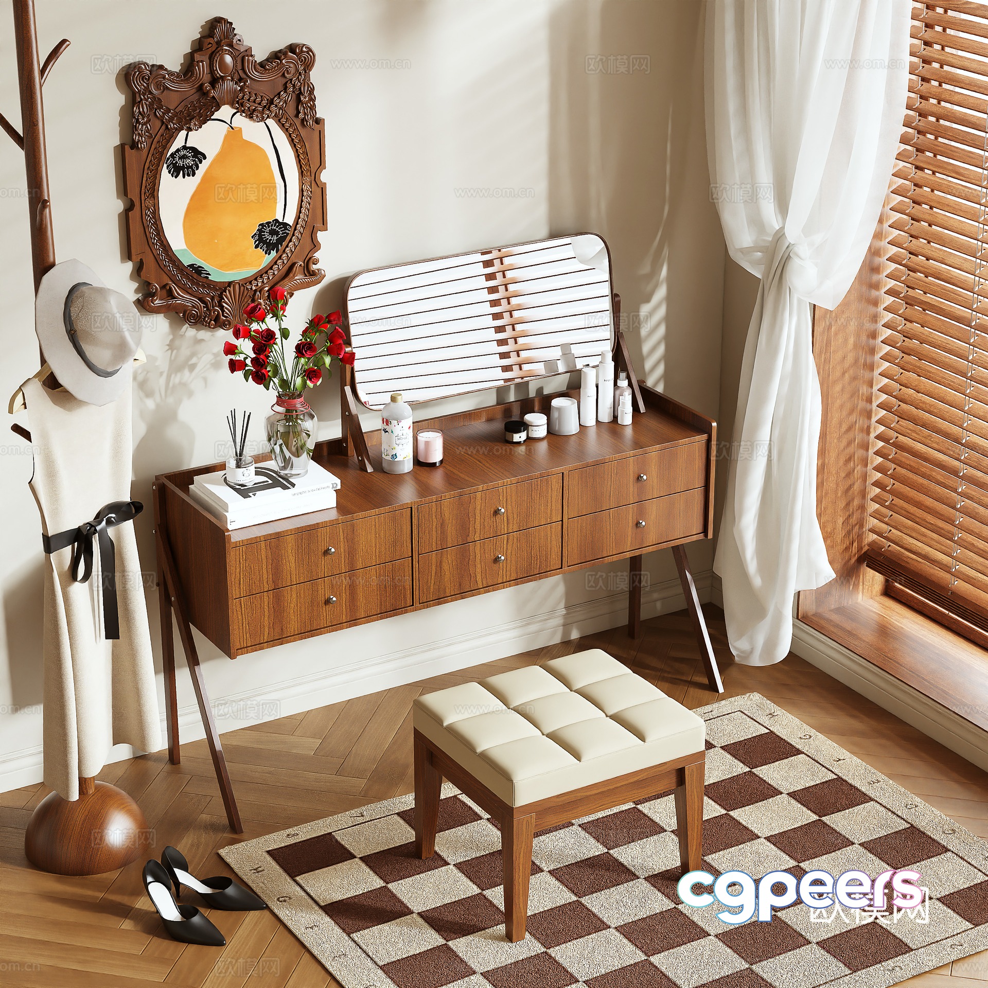 Medieval style dressing table 3d model Medieval style dressing table 3d model