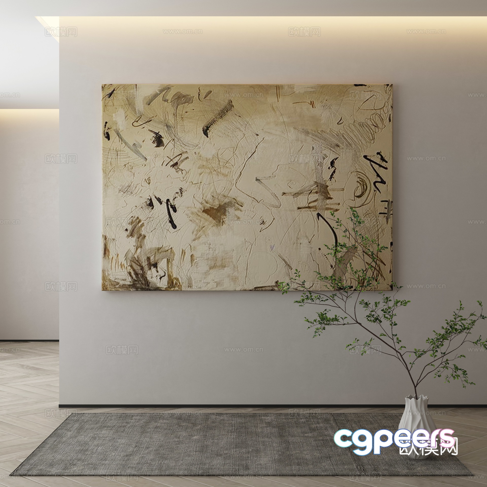 Modern texture painting decorative painting 3d model Modern texture painting decorative painting 3d model