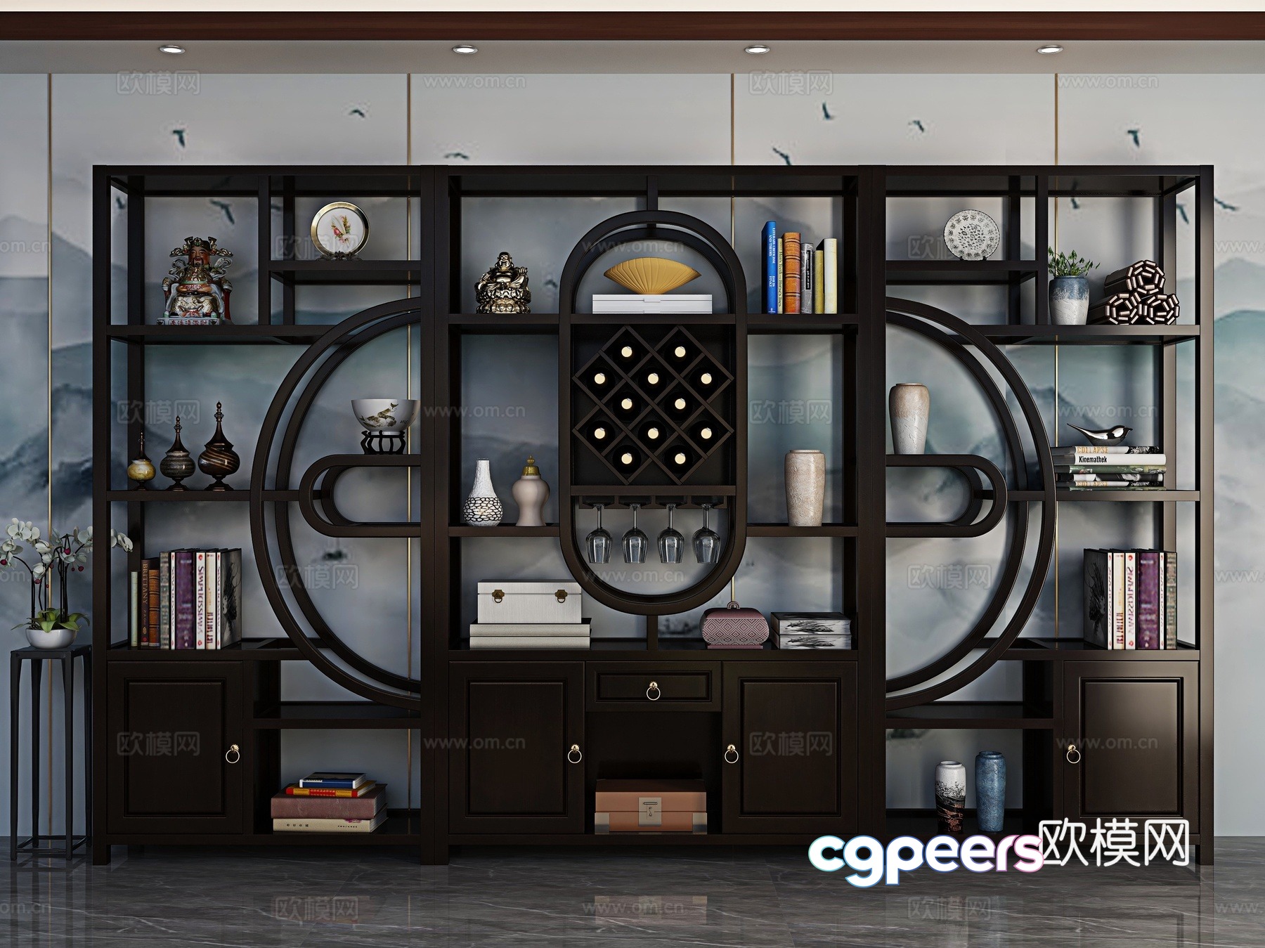 Chinese style tea cabinet 3D model Chinese style tea cabinet 3D model