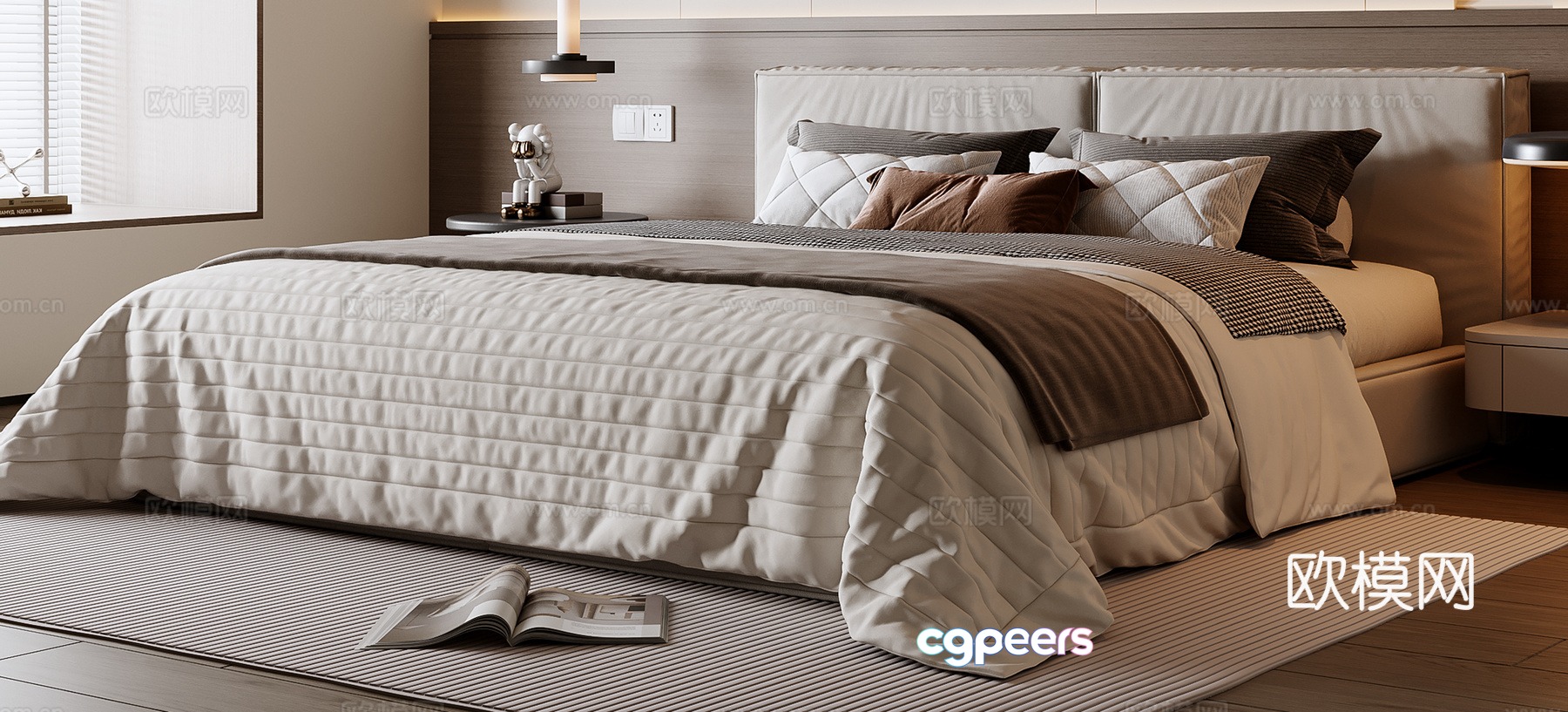 Modern double bed 3d model Modern double bed 3d model