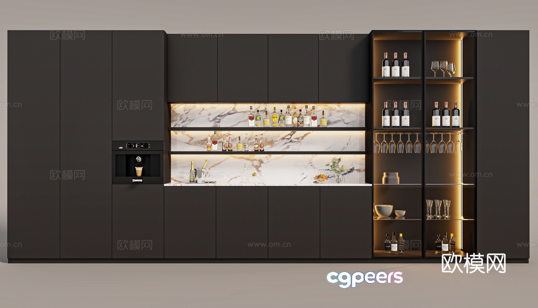 Modern wine cabinet sideboard 3d model Modern wine cabinet sideboard 3d model