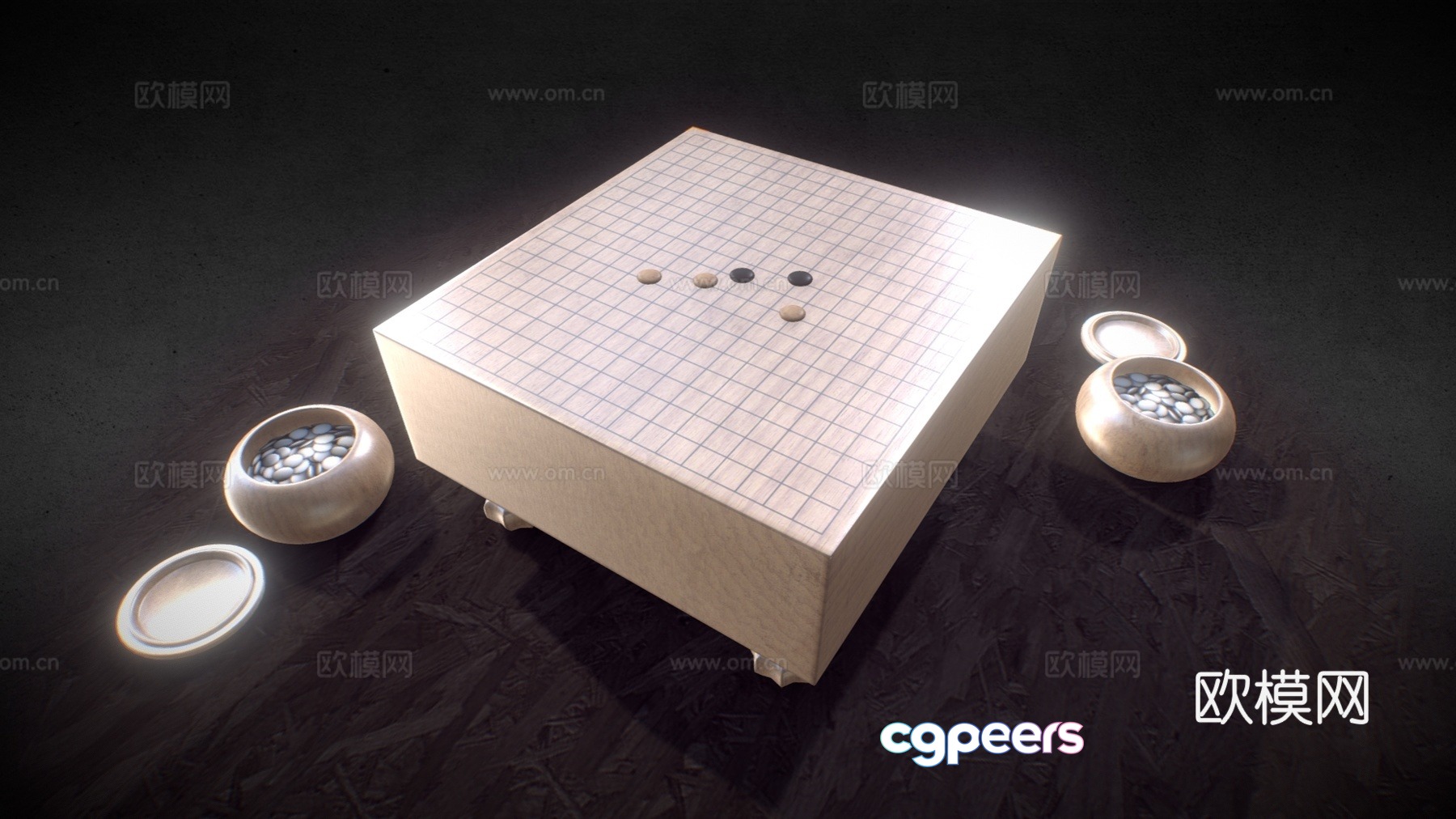 Go backgammon chessboard 3d model Go backgammon chessboard 3d model