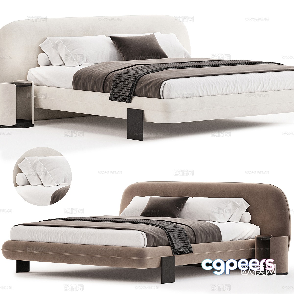 Modern double bed 3d model Modern double bed 3d model