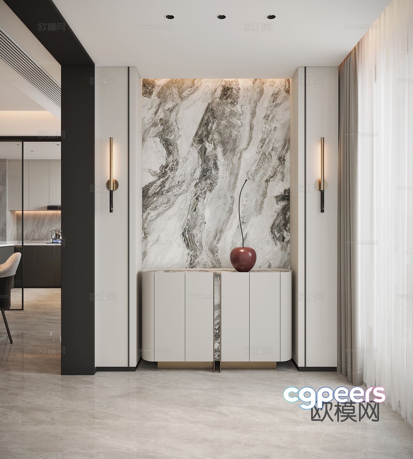Modern entrance aisle 3D model Modern entrance aisle 3D model