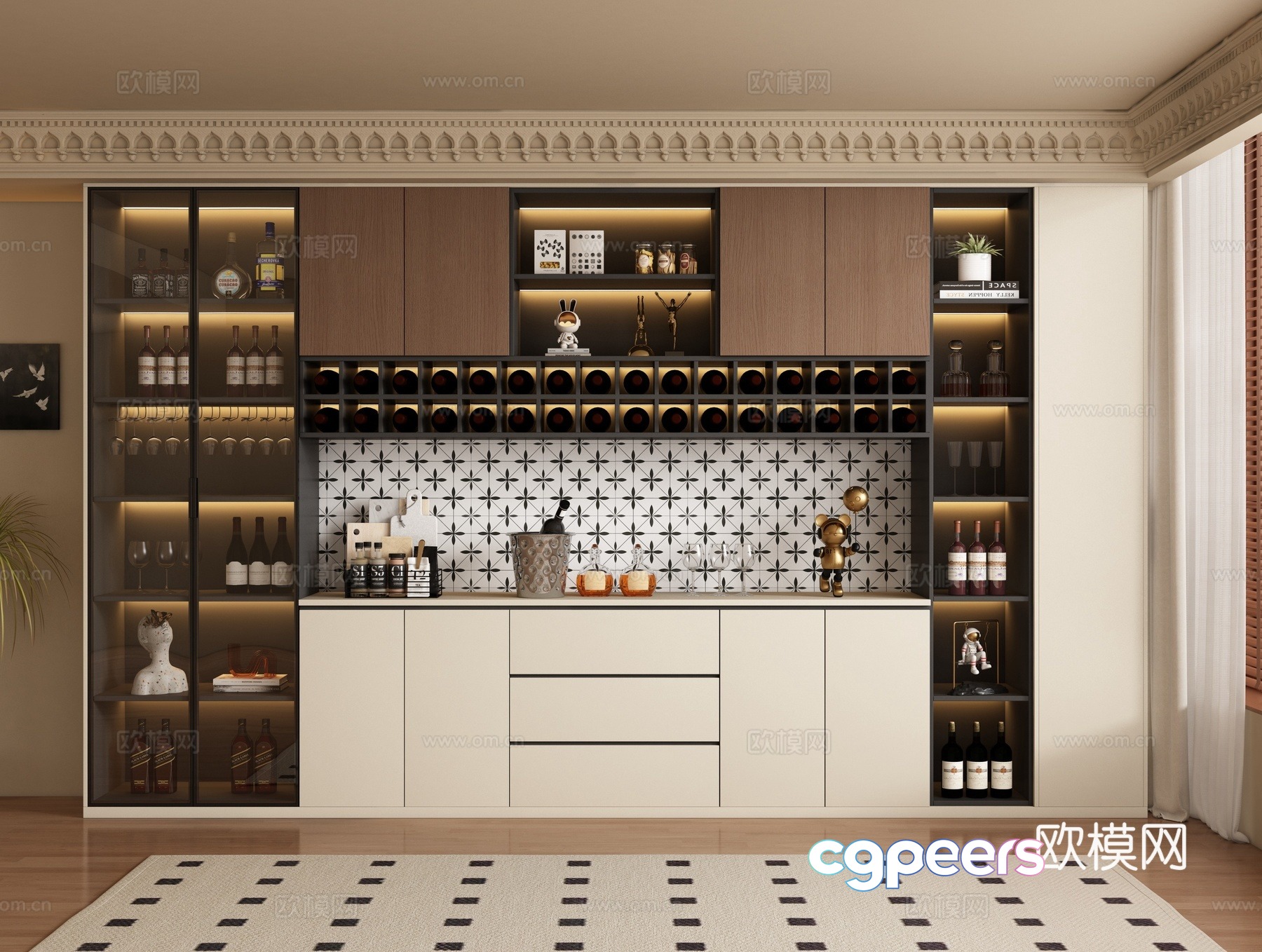 Medieval style wine cabinet and sideboard 3D model Medieval style wine cabinet and sideboard 3D model