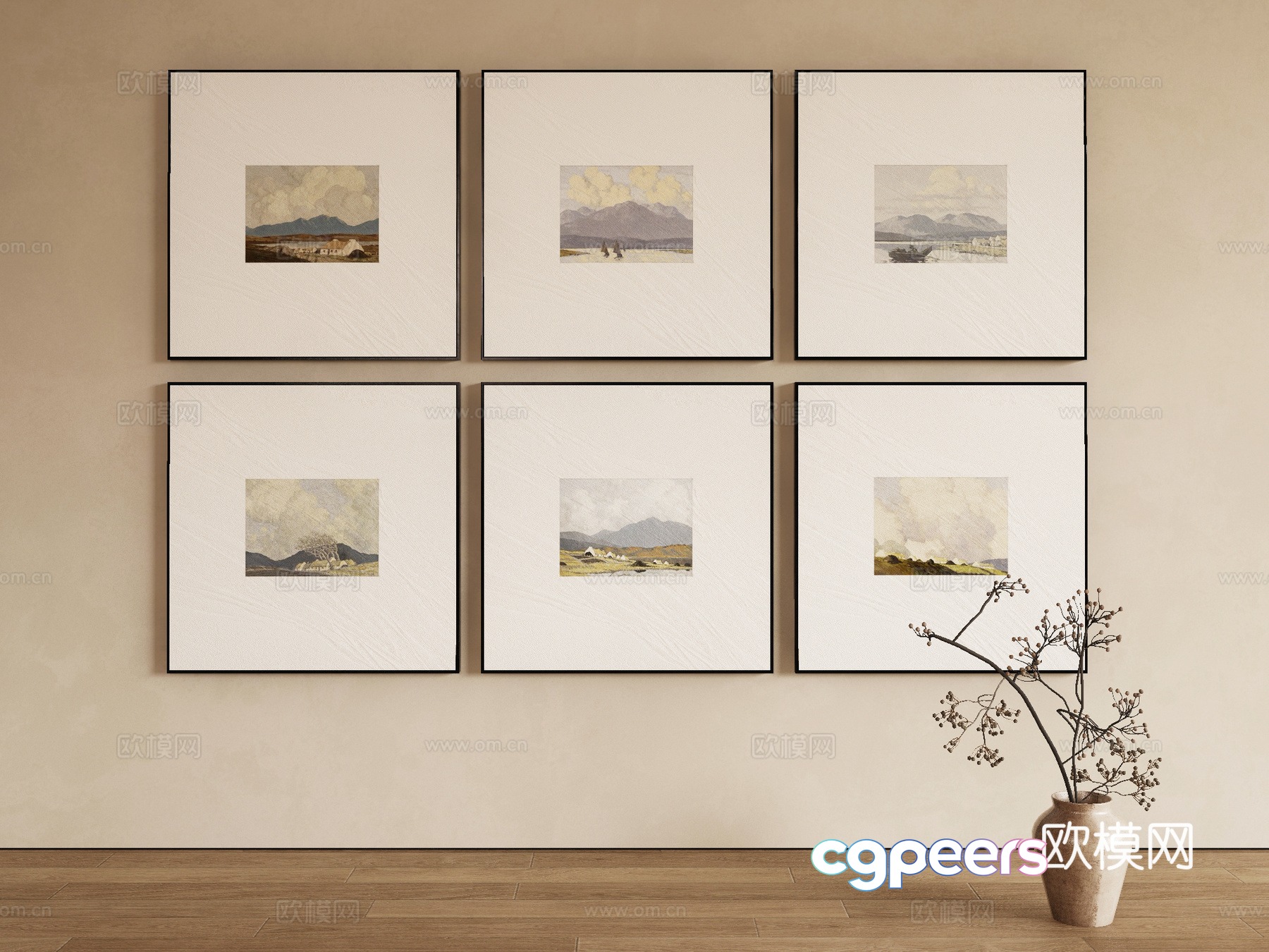 Modern landscape painting decorative painting 3d model Modern landscape painting decorative painting 3d model