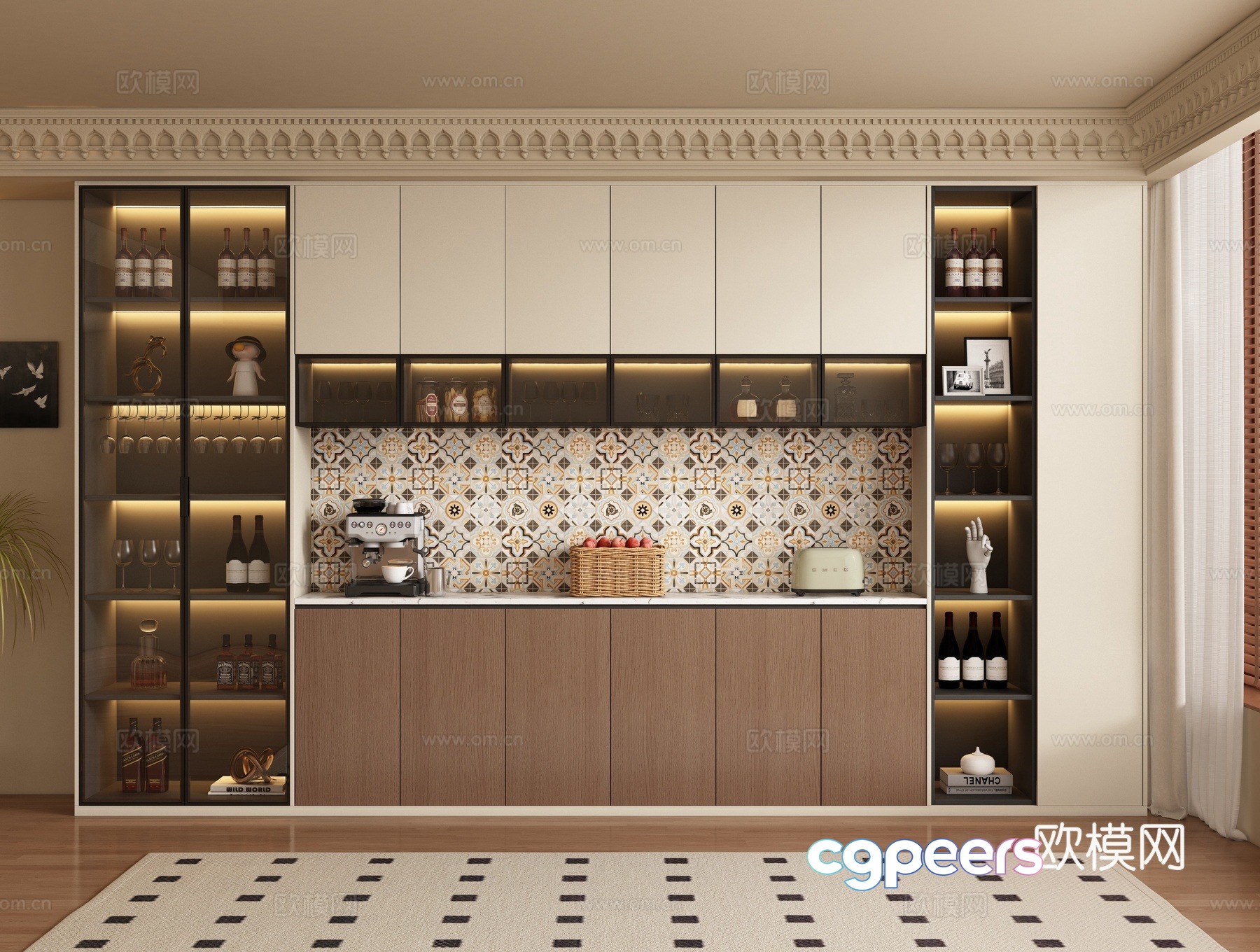 French wine cabinet sideboard 3d model French wine cabinet sideboard 3d model