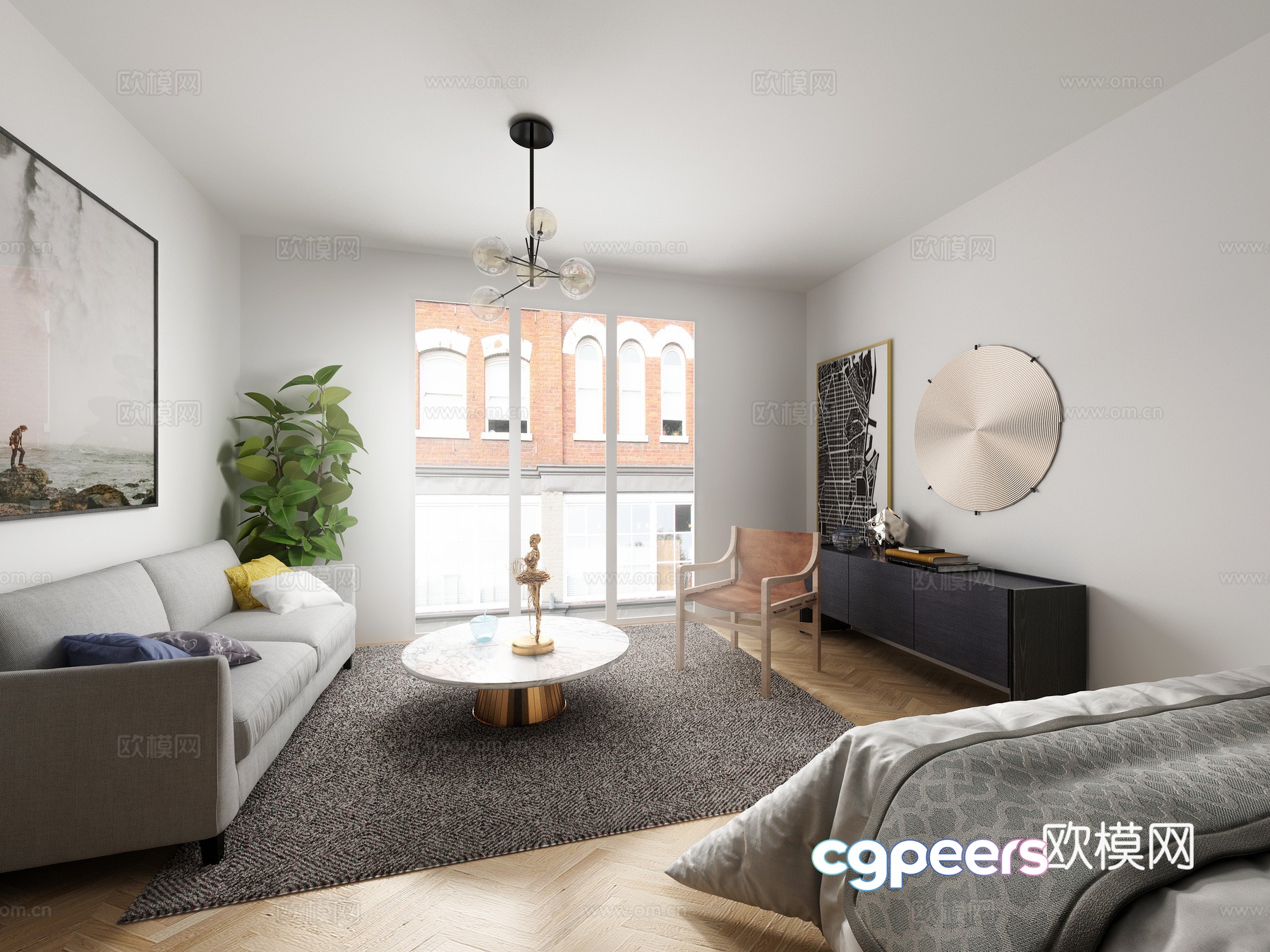 Modern minimalist living room 3d model Modern minimalist living room 3d model