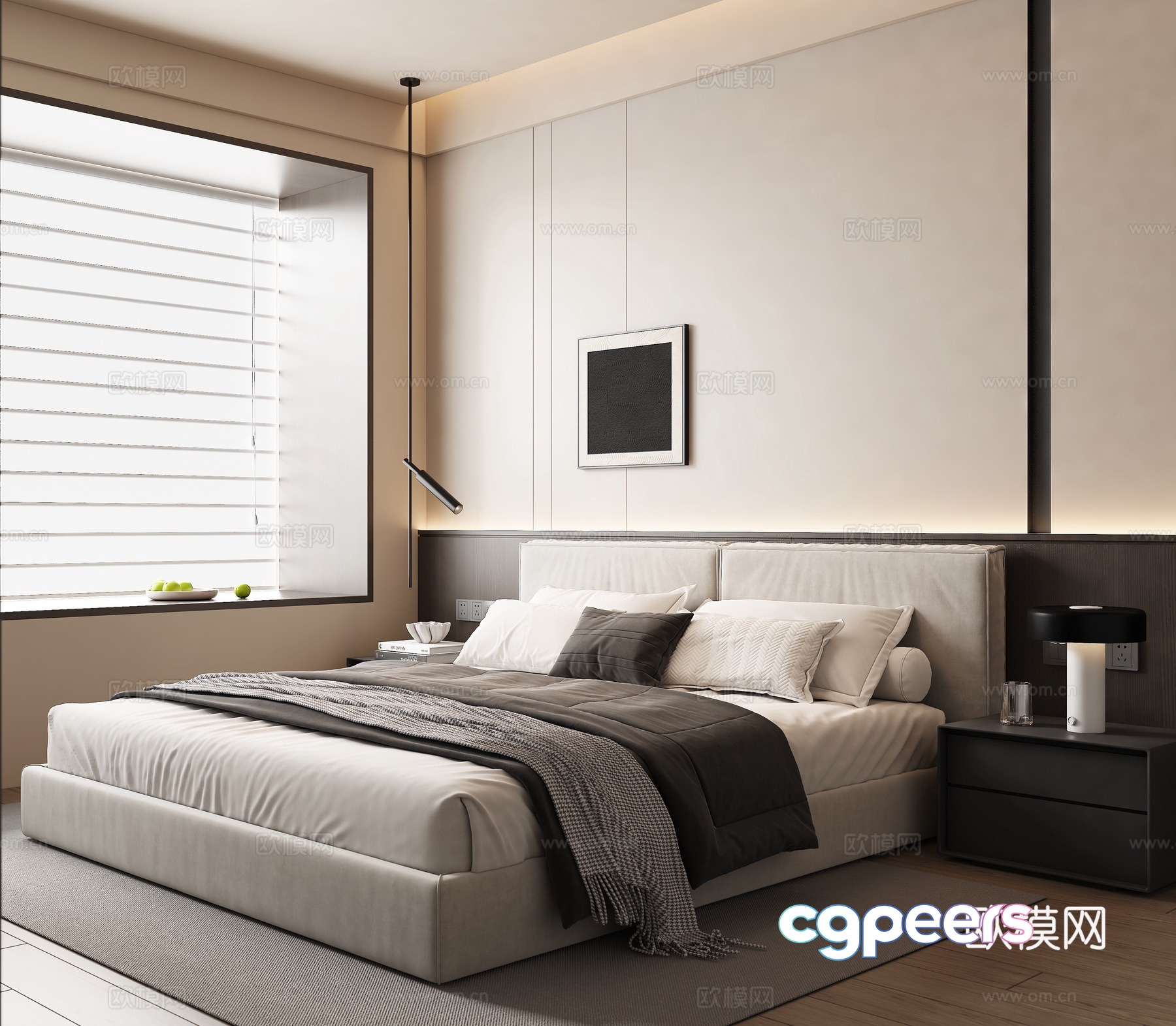 Modern double bed 3d model Modern double bed 3d model
