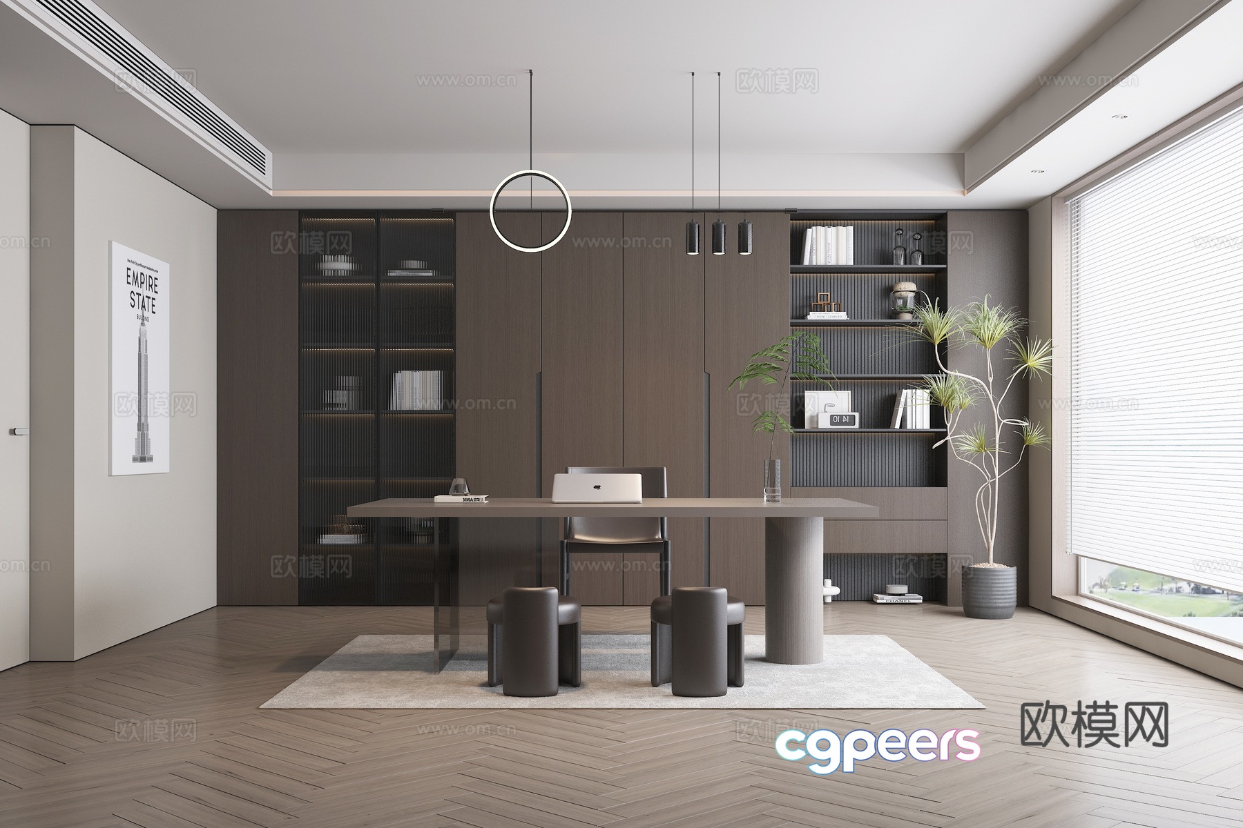 Modern study room 3d model Modern study room 3d model