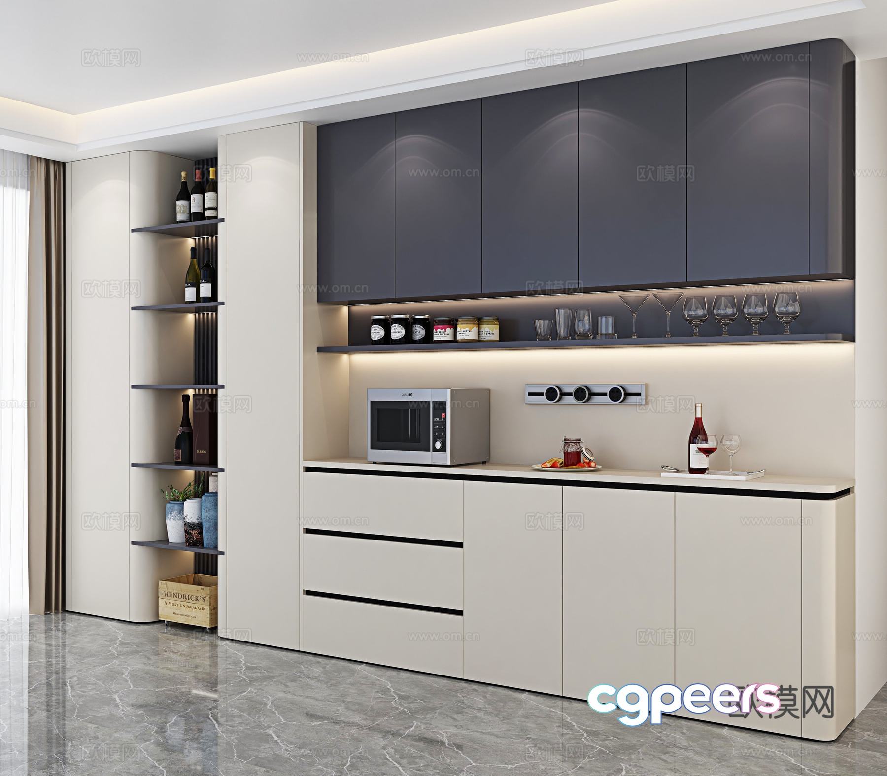 Modern wine cabinet sideboard 3d model Modern wine cabinet sideboard 3d model