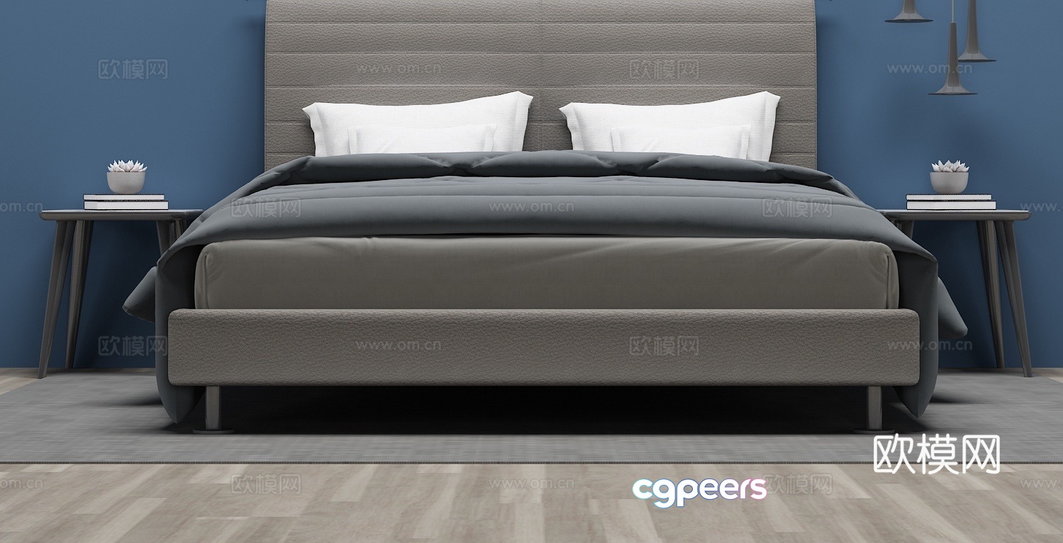 Modern double bed 3d model Modern double bed 3d model