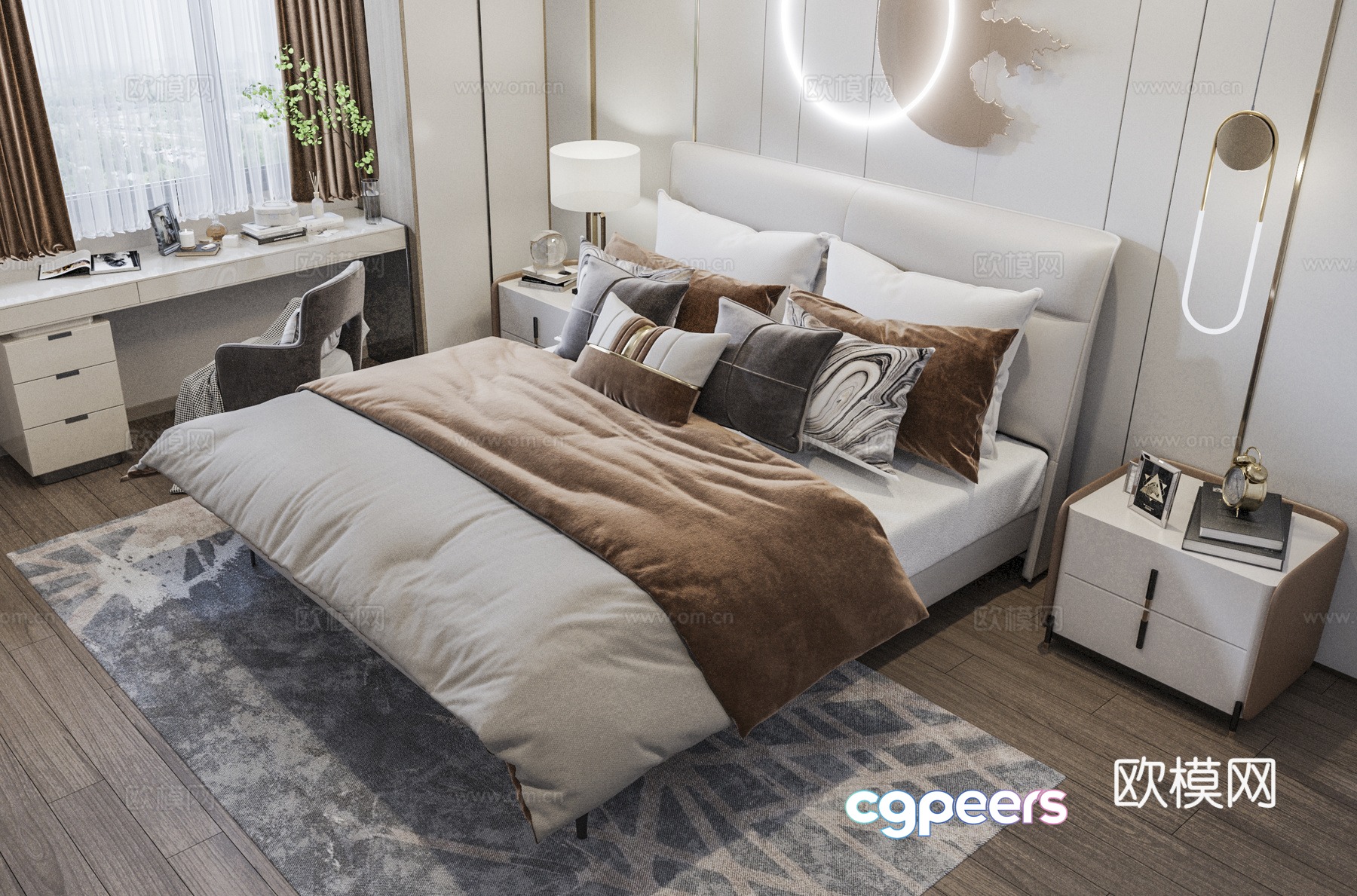 Modern double bed 3d model Modern double bed 3d model