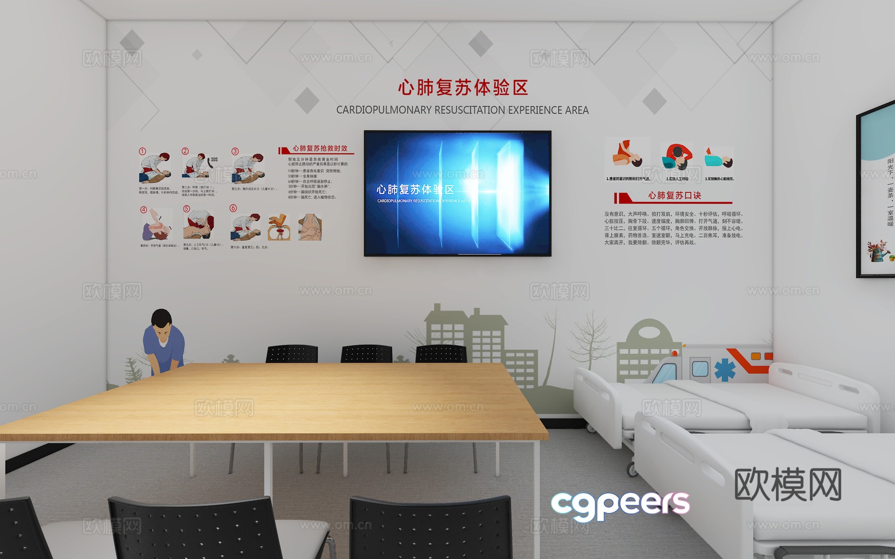 Emergency management room 3d model Emergency management room 3d model