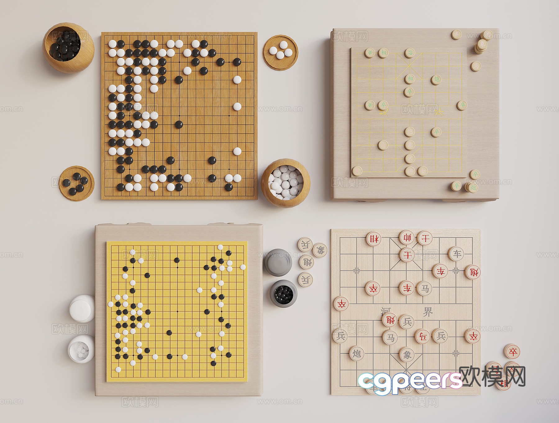Go chess Othello chessboard 3d model Go chess Othello chessboard 3d model