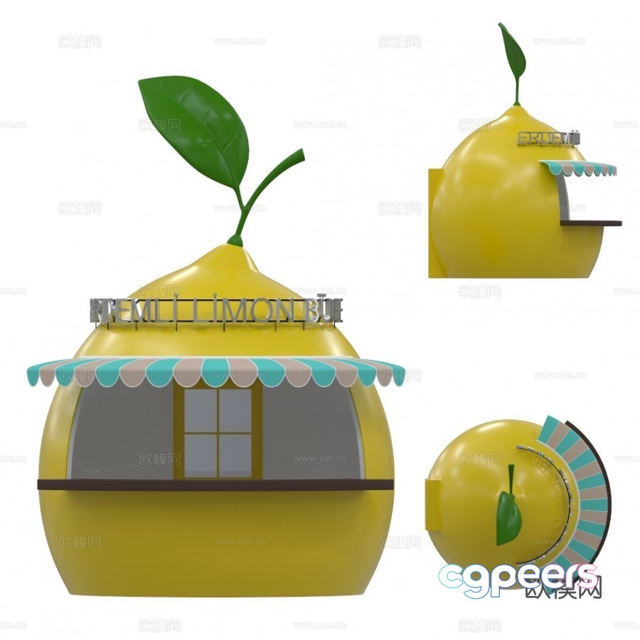 Pear Shape Takeaway Shop Sales Hall 3D Model Pear Shape Takeaway Shop Sales Hall 3D Model
