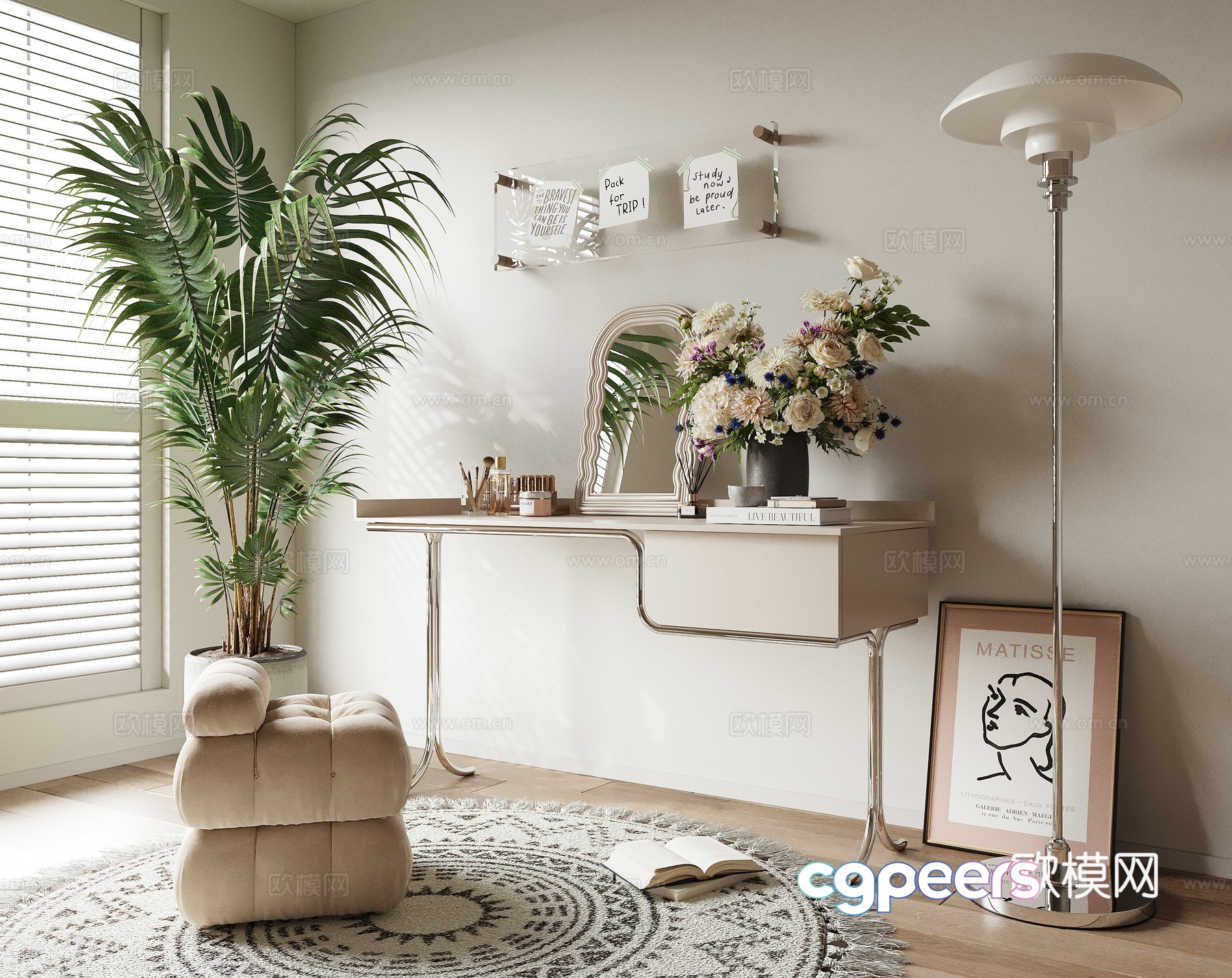 Cream style dressing table dressing table 3d model Cream style dressing table dressing table 3d model