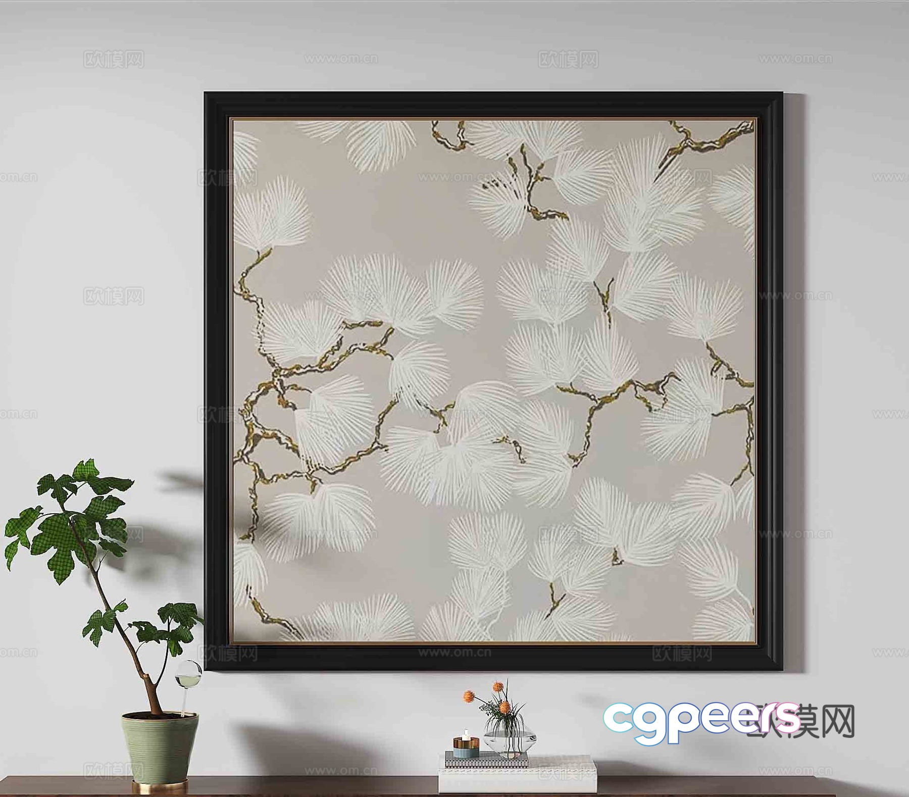 Medieval flower painting decorative painting 3d model Medieval flower painting decorative painting 3d model