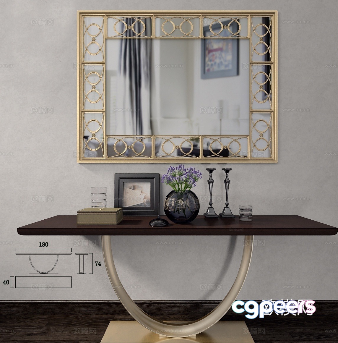 Simple European end view stage entrance stage mirror 3D model Simple European end view stage entrance stage mirror 3D model