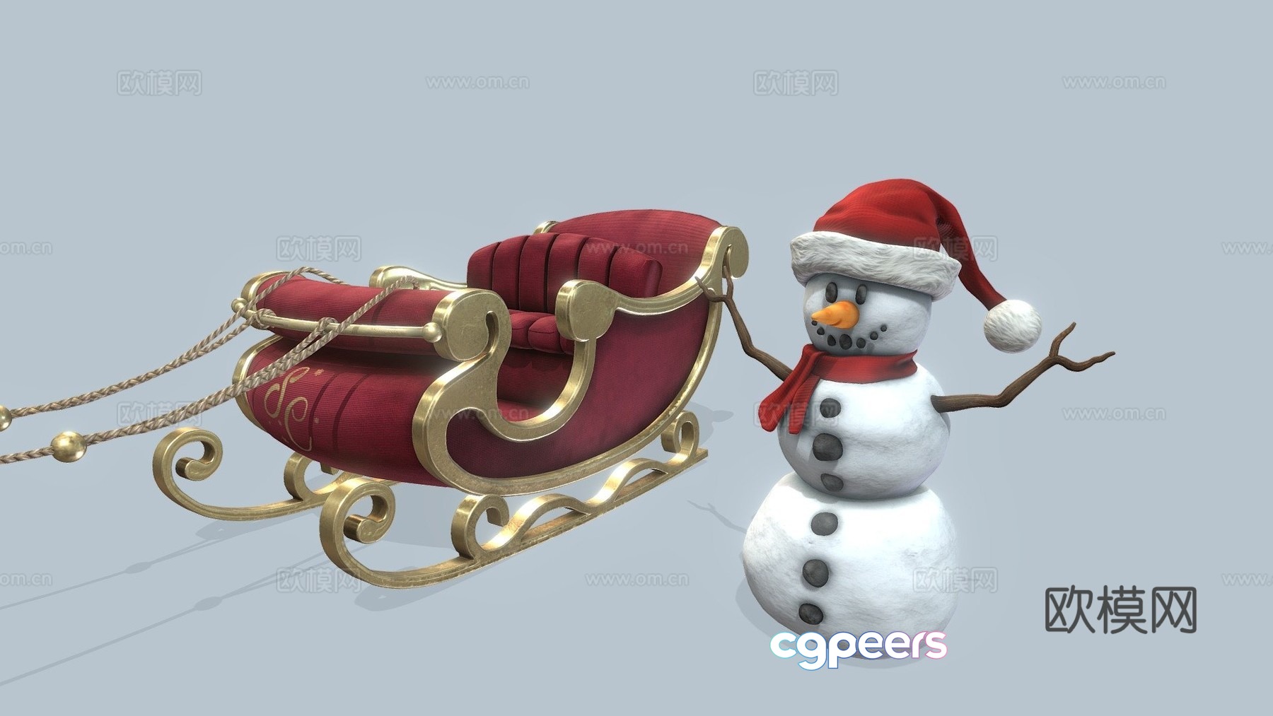 christmas decorations sleigh snowman 3d model christmas decorations sleigh snowman 3d model