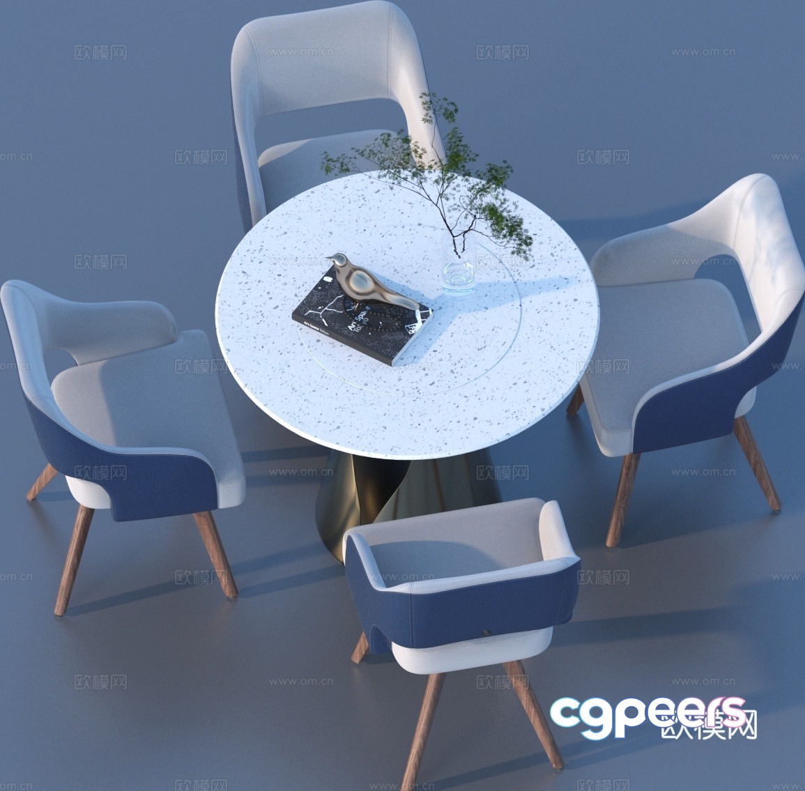 Round dining table and chairs marble dining table 3d model Round dining table and chairs marble dining table 3d model
