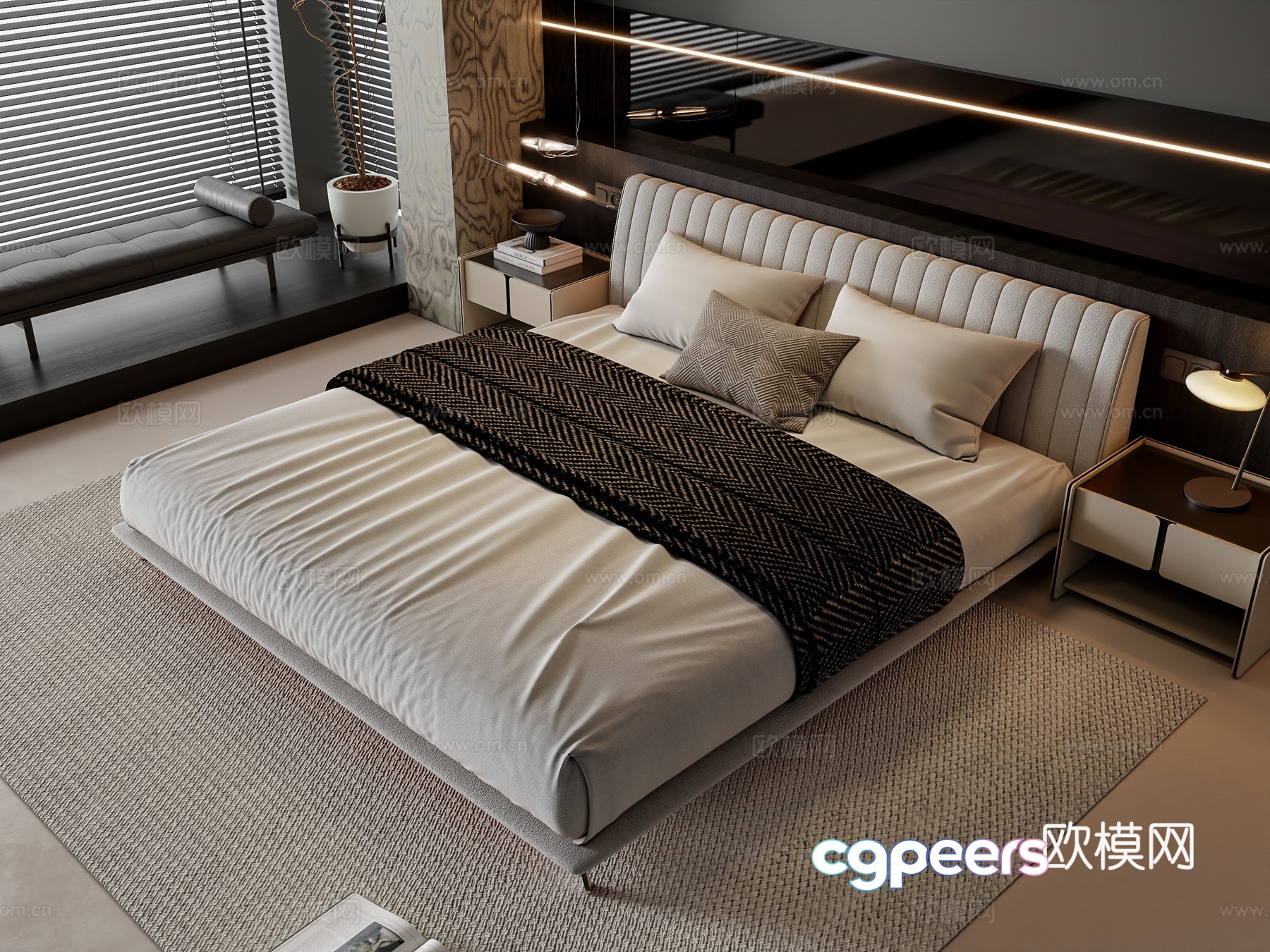 Modern double bed 3d model Modern double bed 3d model