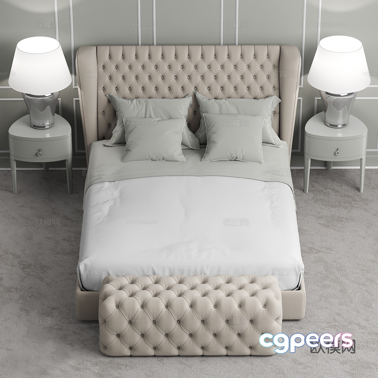 Modern double bed 3d model Modern double bed 3d model