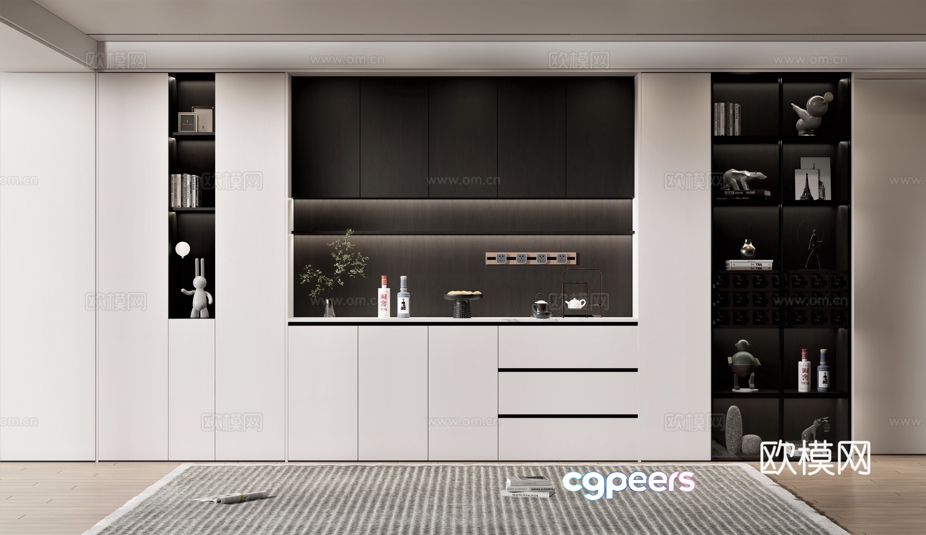 Modern wine cabinet sideboard 3d model Modern wine cabinet sideboard 3d model