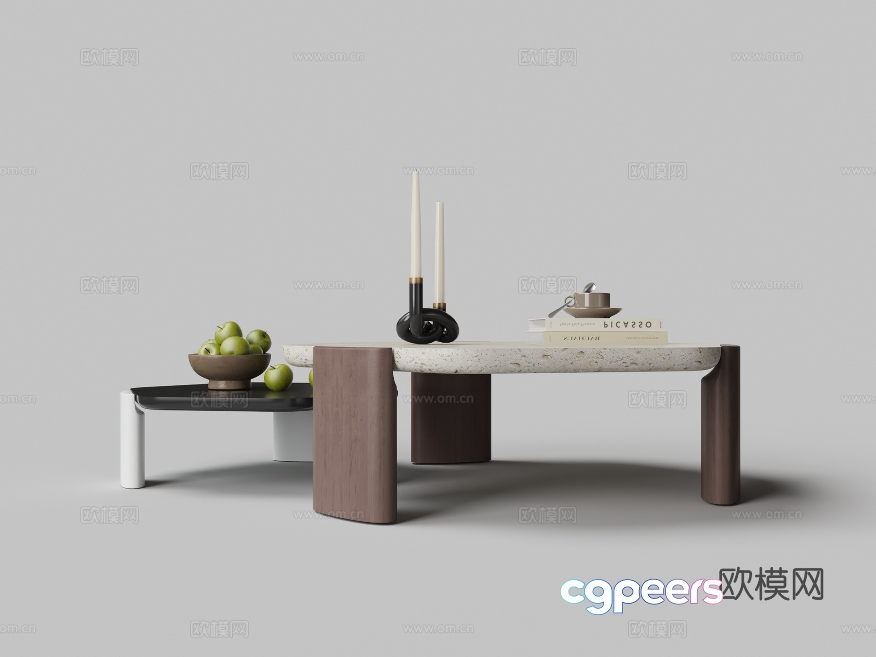 Modern double coffee table 3d model Modern double coffee table 3d model