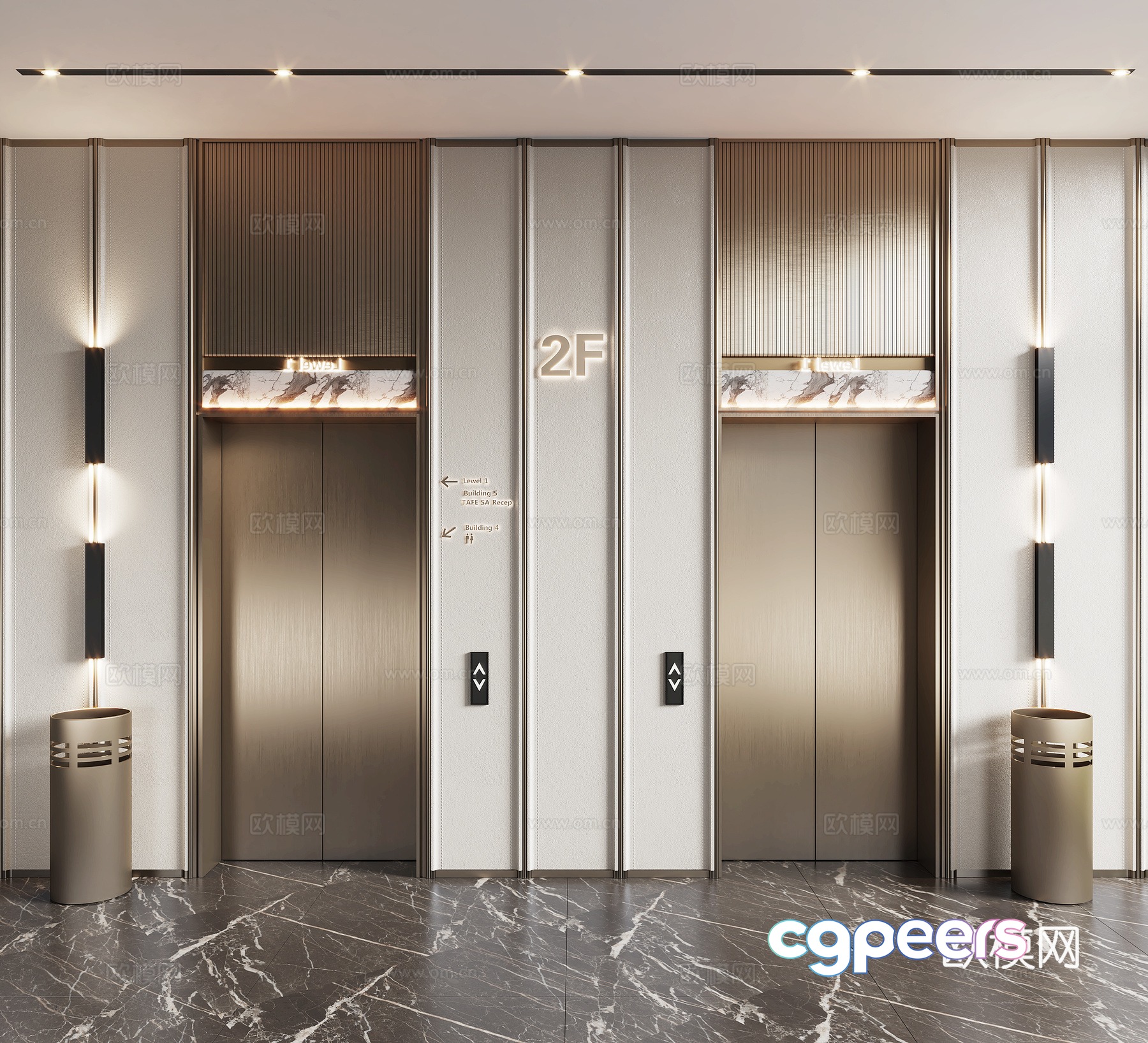 Modern elevator hall 3d model Modern elevator hall 3d model